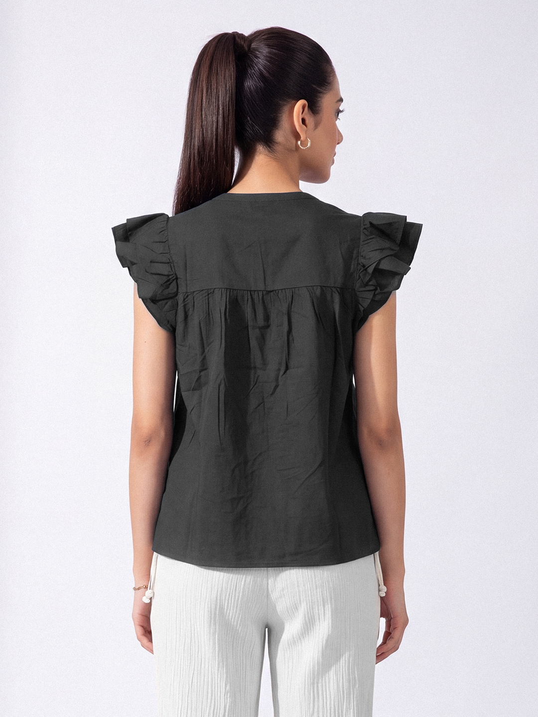 Sunset Flutter Top (Washed Black)