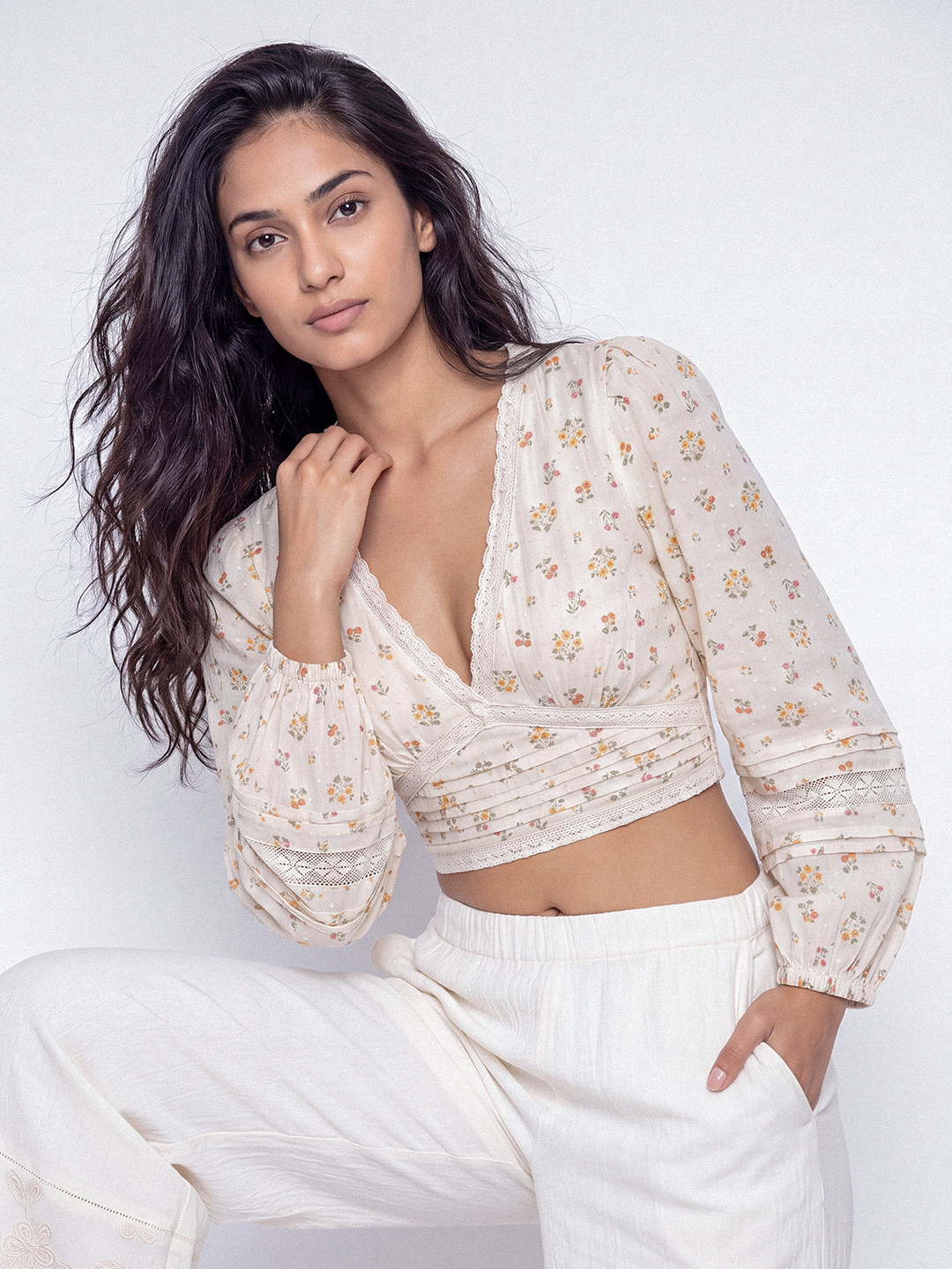 Floral Pintuck Blouse