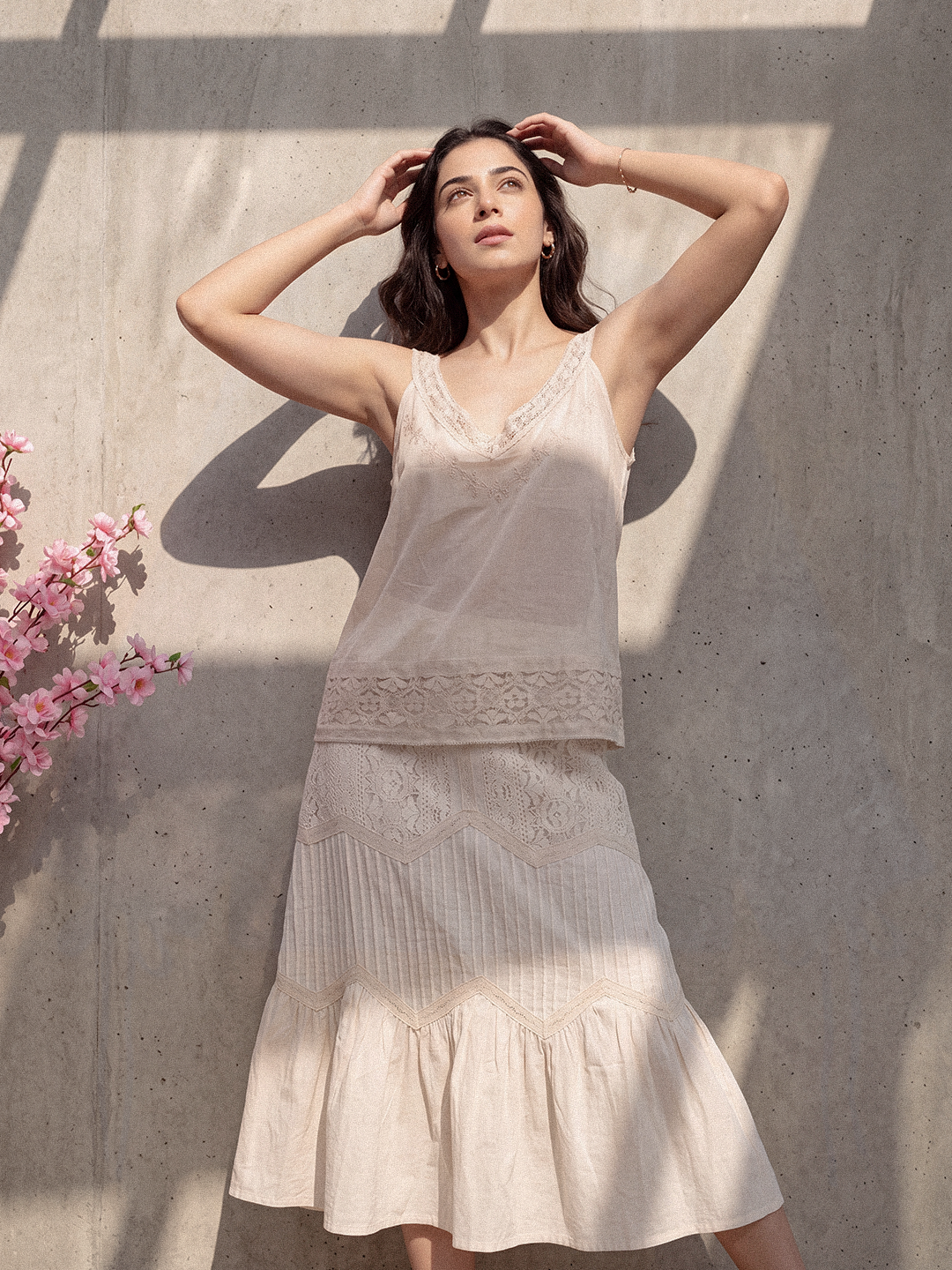 Lace-Trim Cotton Camisole Top