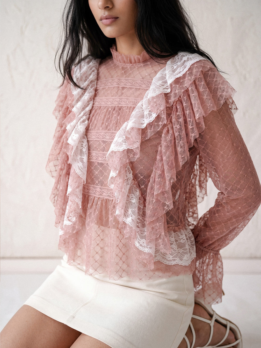 Rose Ruffle Lace Top
