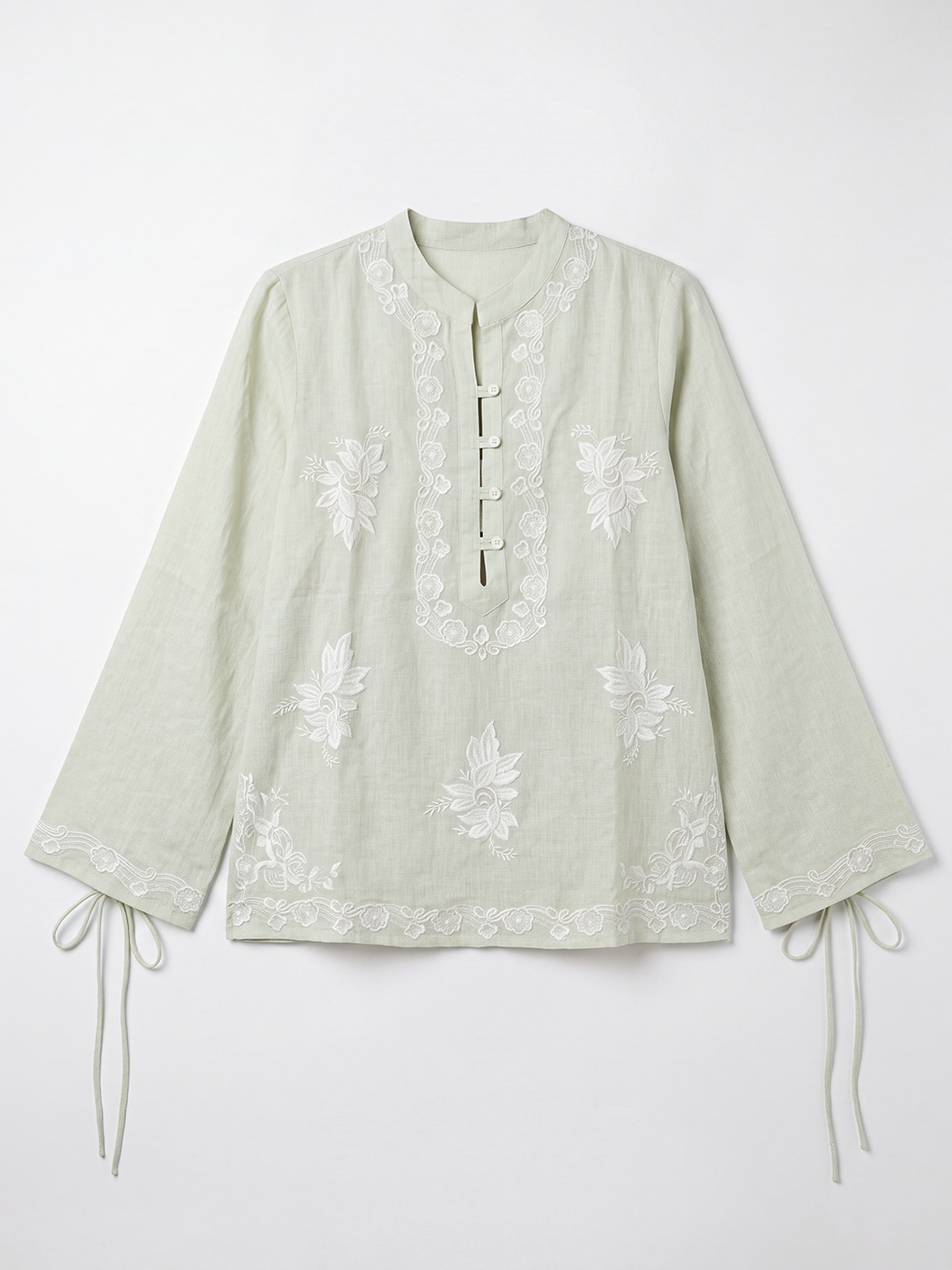 Sage Bloom Embroidered Top