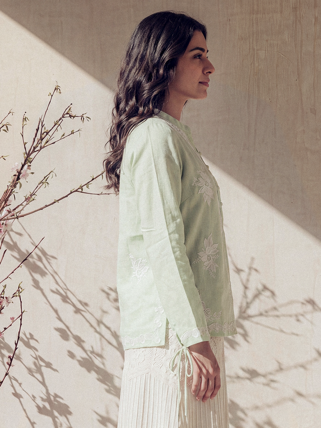 Sage Bloom Embroidered Top