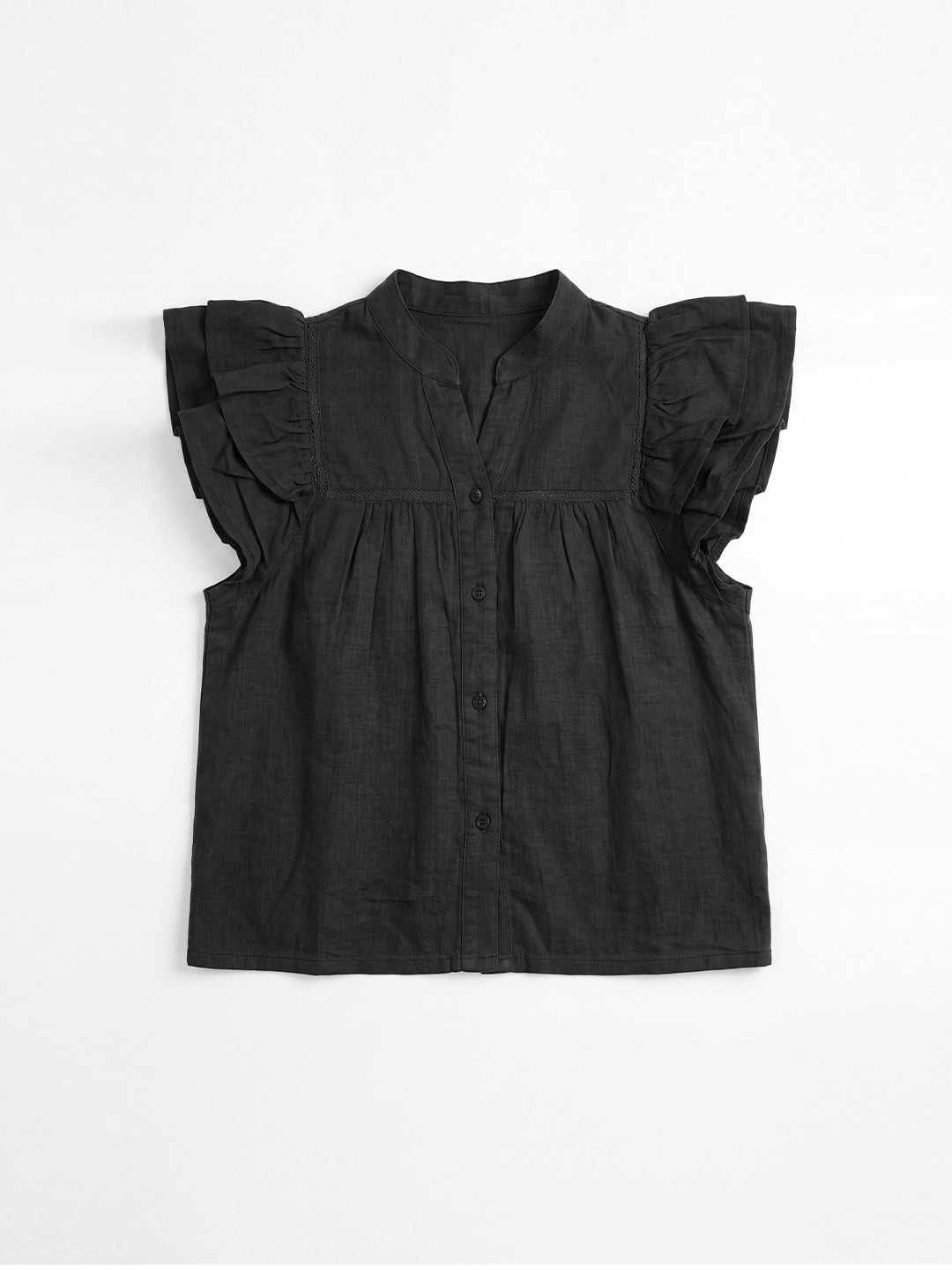 Sunset Flutter Top (Washed Black)
