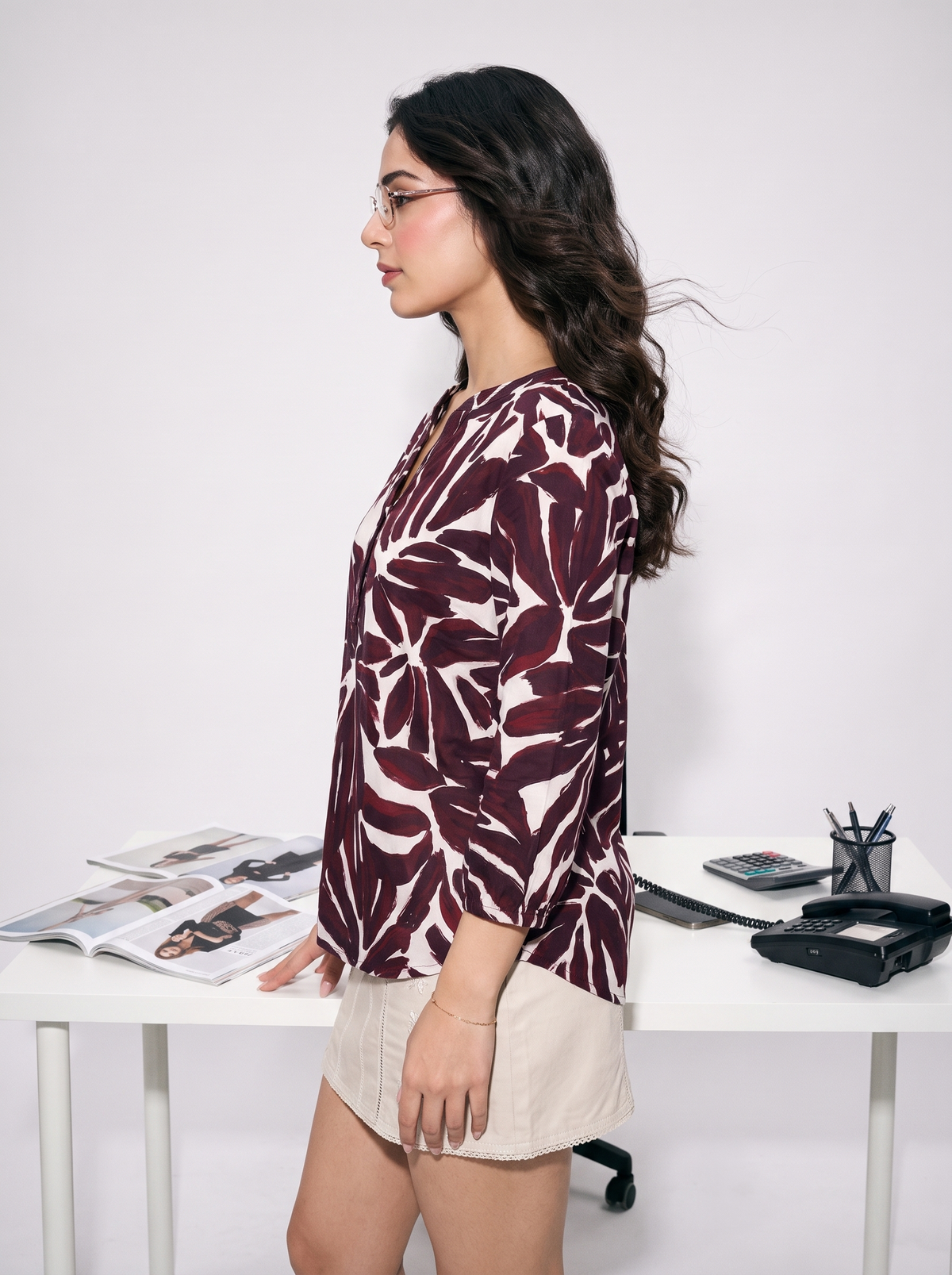 Flora Bloom Henley (Mulberry Red)