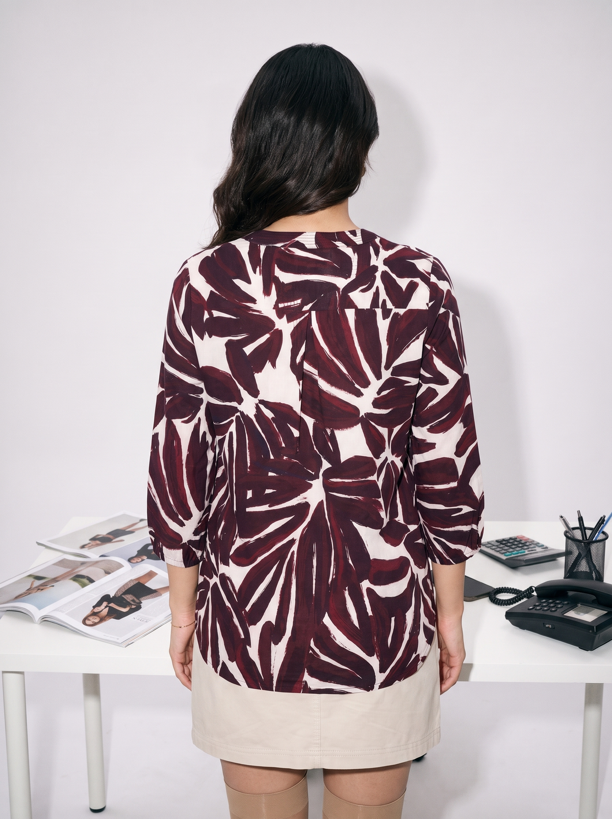 Flora Bloom Henley (Mulberry Red)