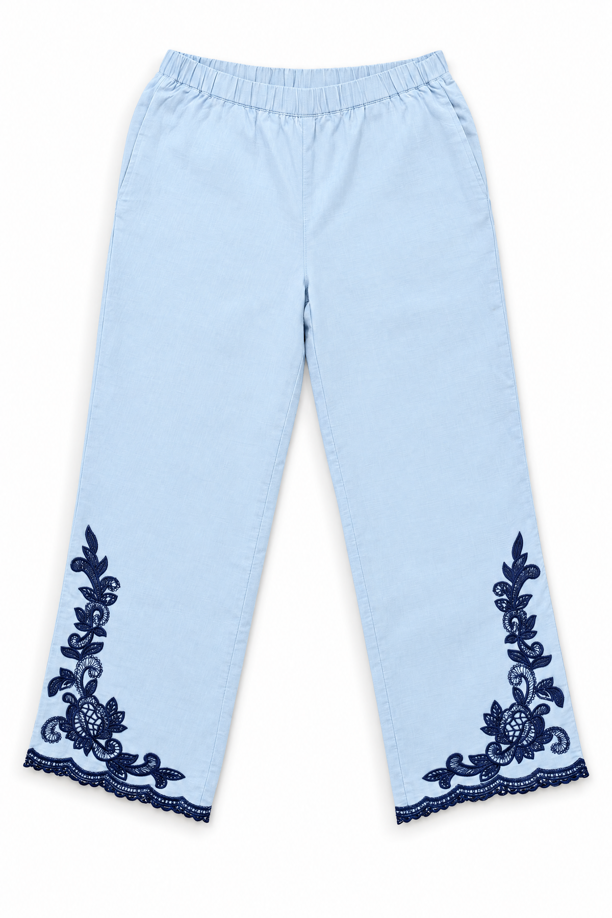 Azure Bloom Embroidered Trousers