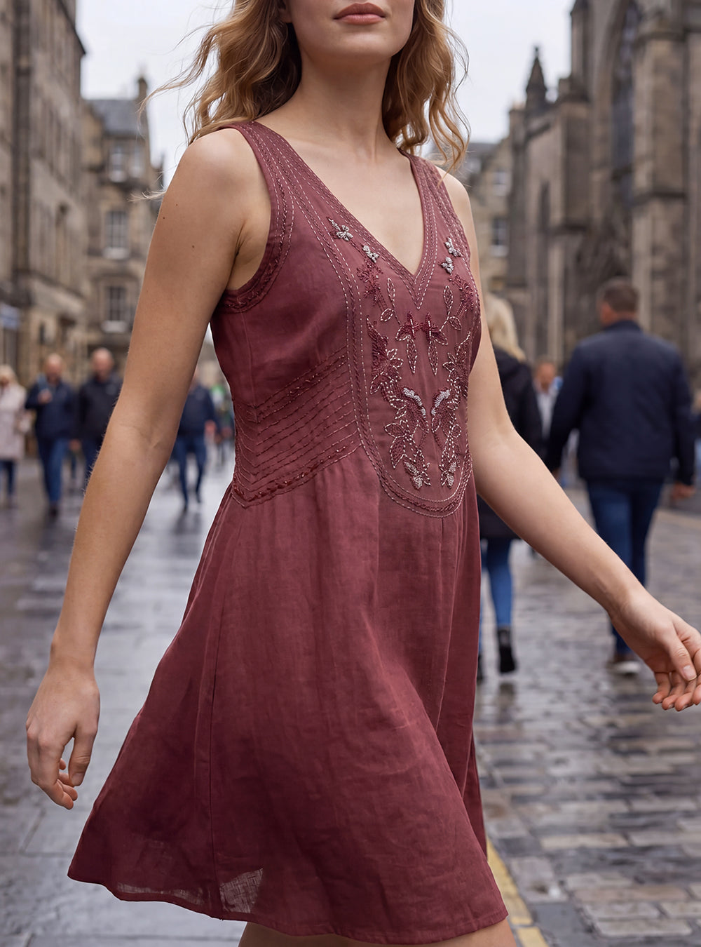 Boho Embroidered Mini Dress