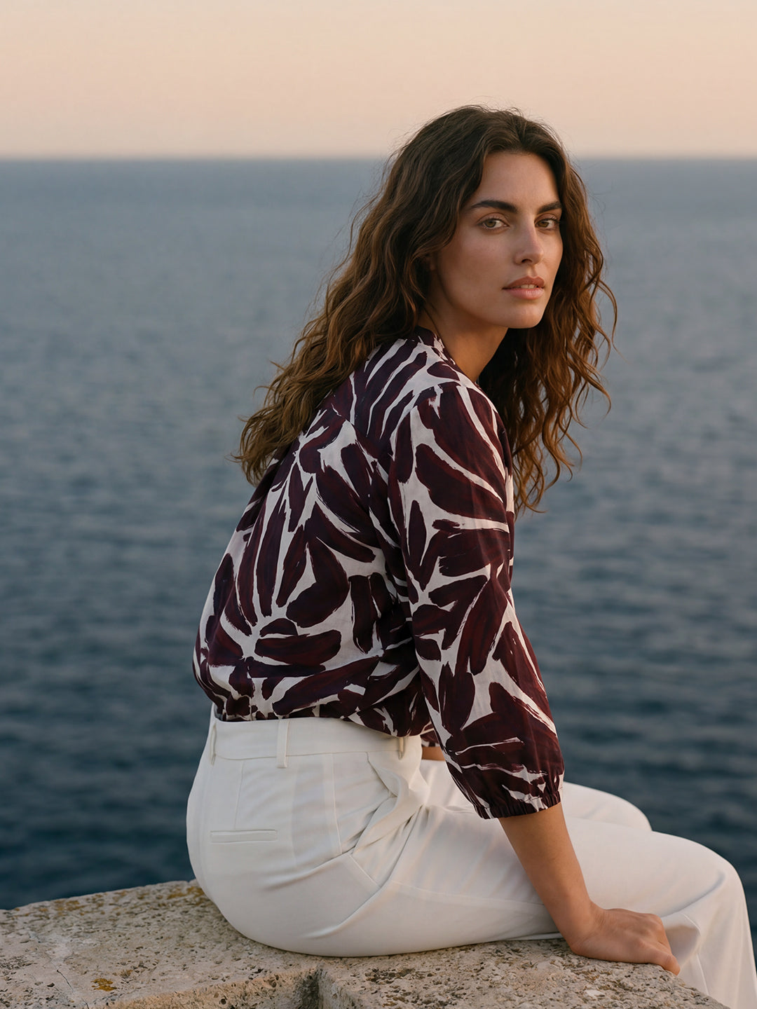 Flora Bloom Henley (Mulberry Red)