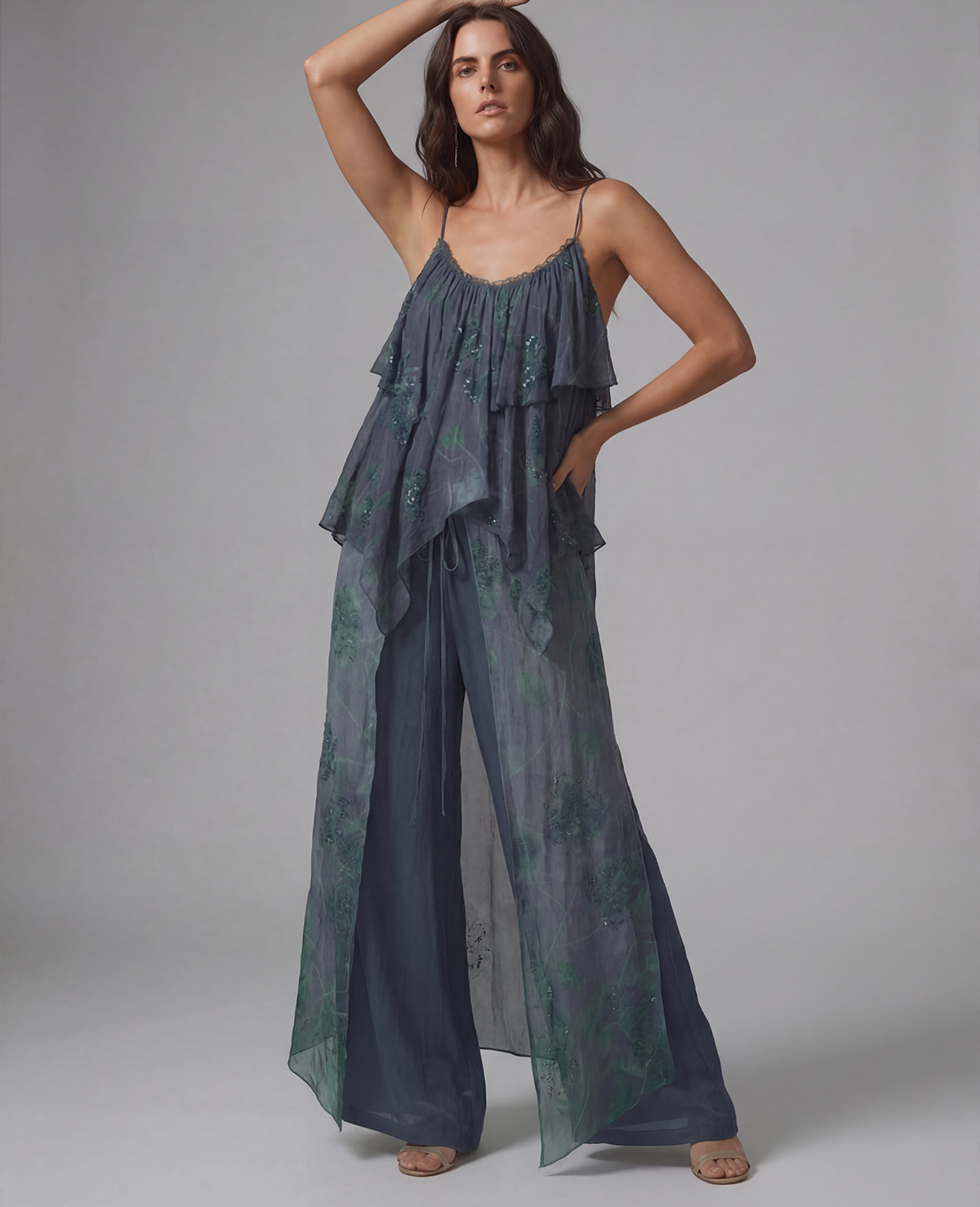 Beaded wrap trousers