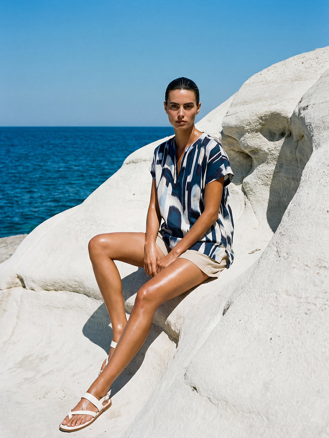 Indigo Abstract Henley