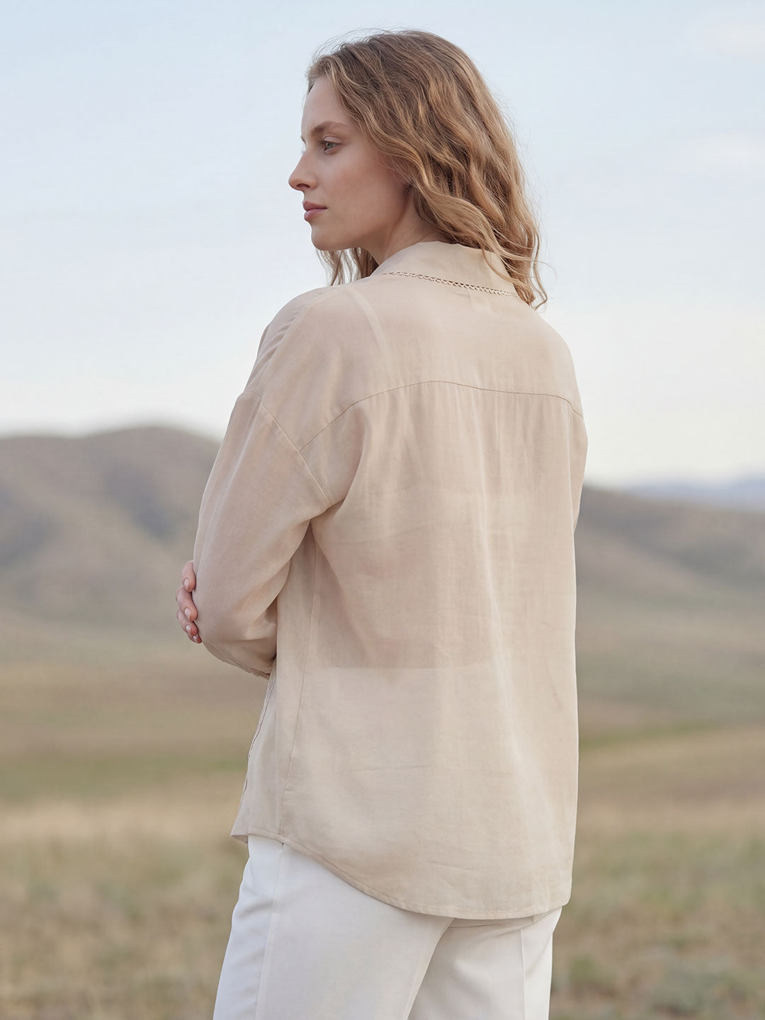 Sheer Lace Panel Shirt