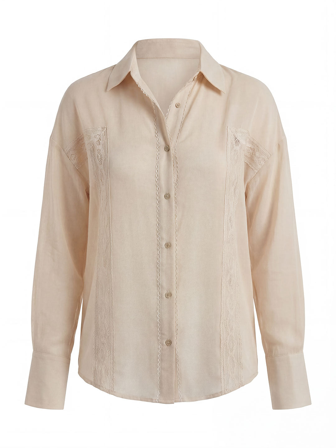 Sheer Lace Panel Shirt