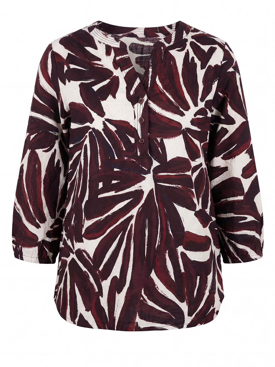 Flora Bloom Henley (Mulberry Red)