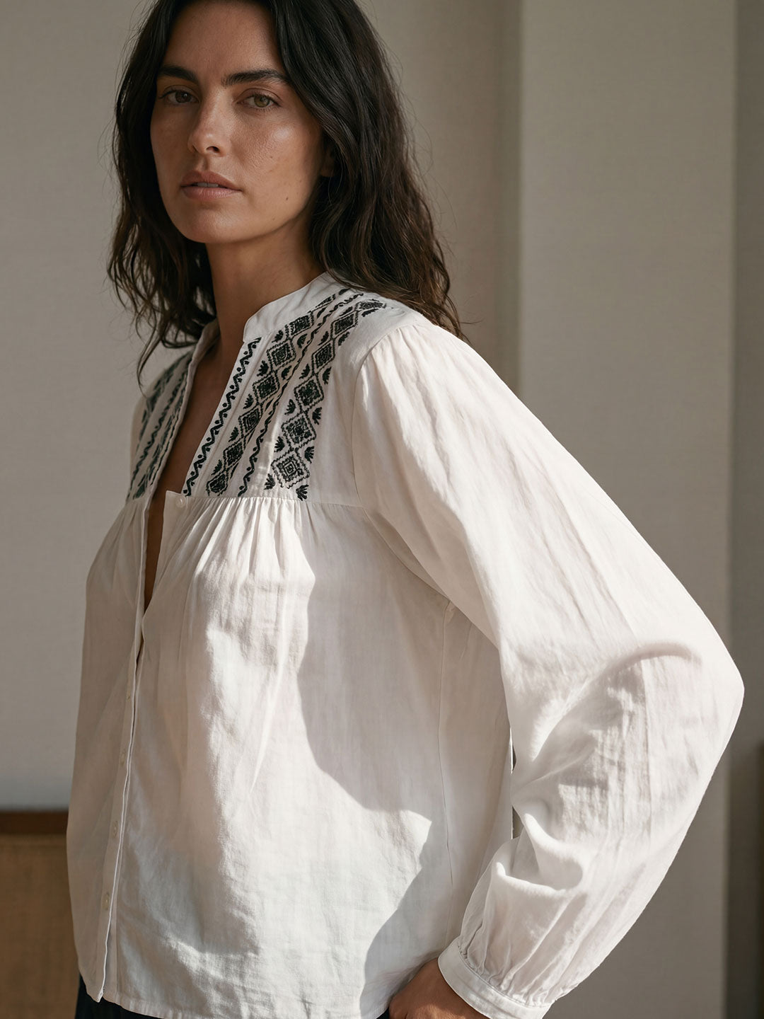White Embroidered Shirt
