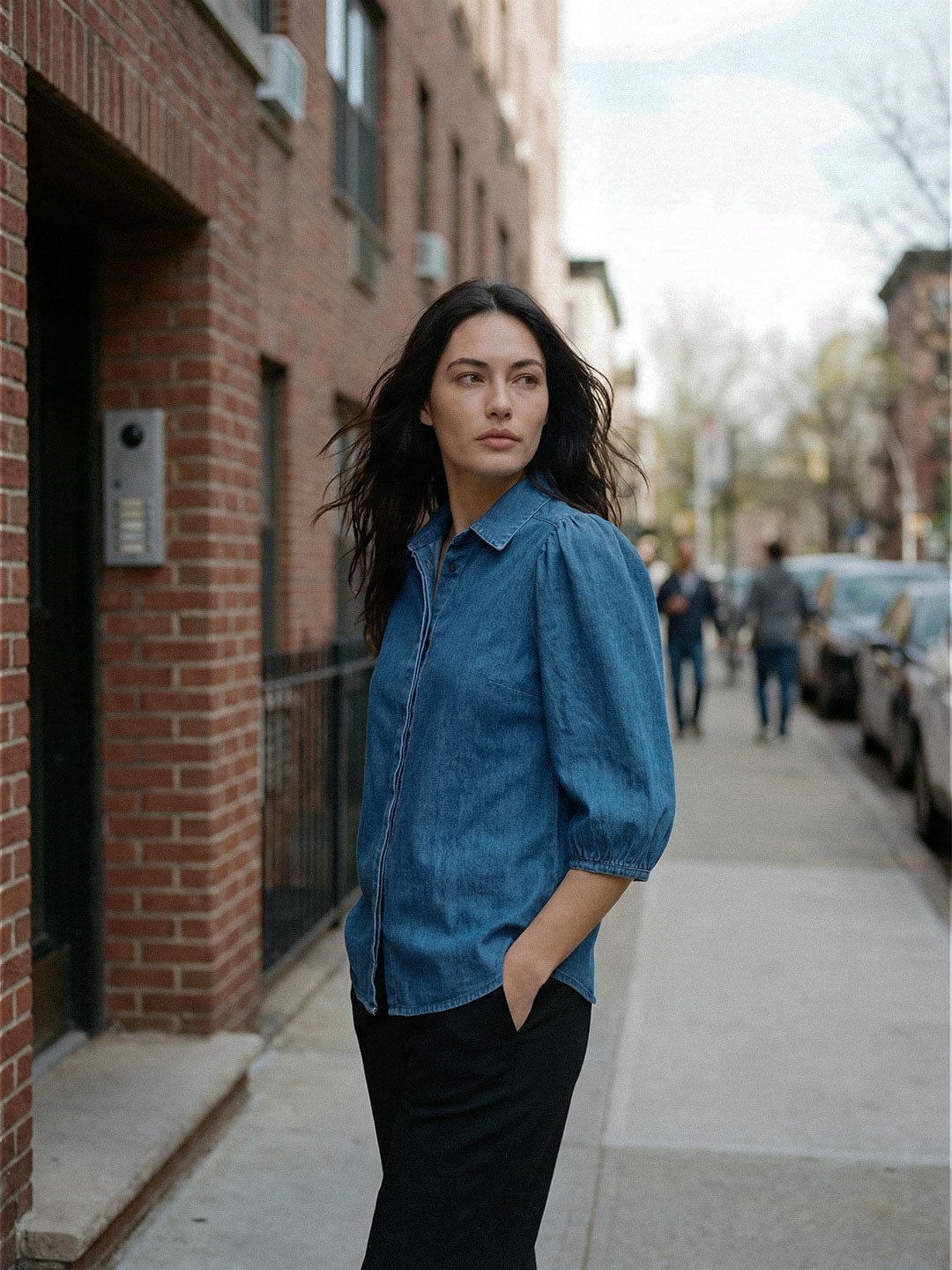 Minimal Puff Denim Shirt