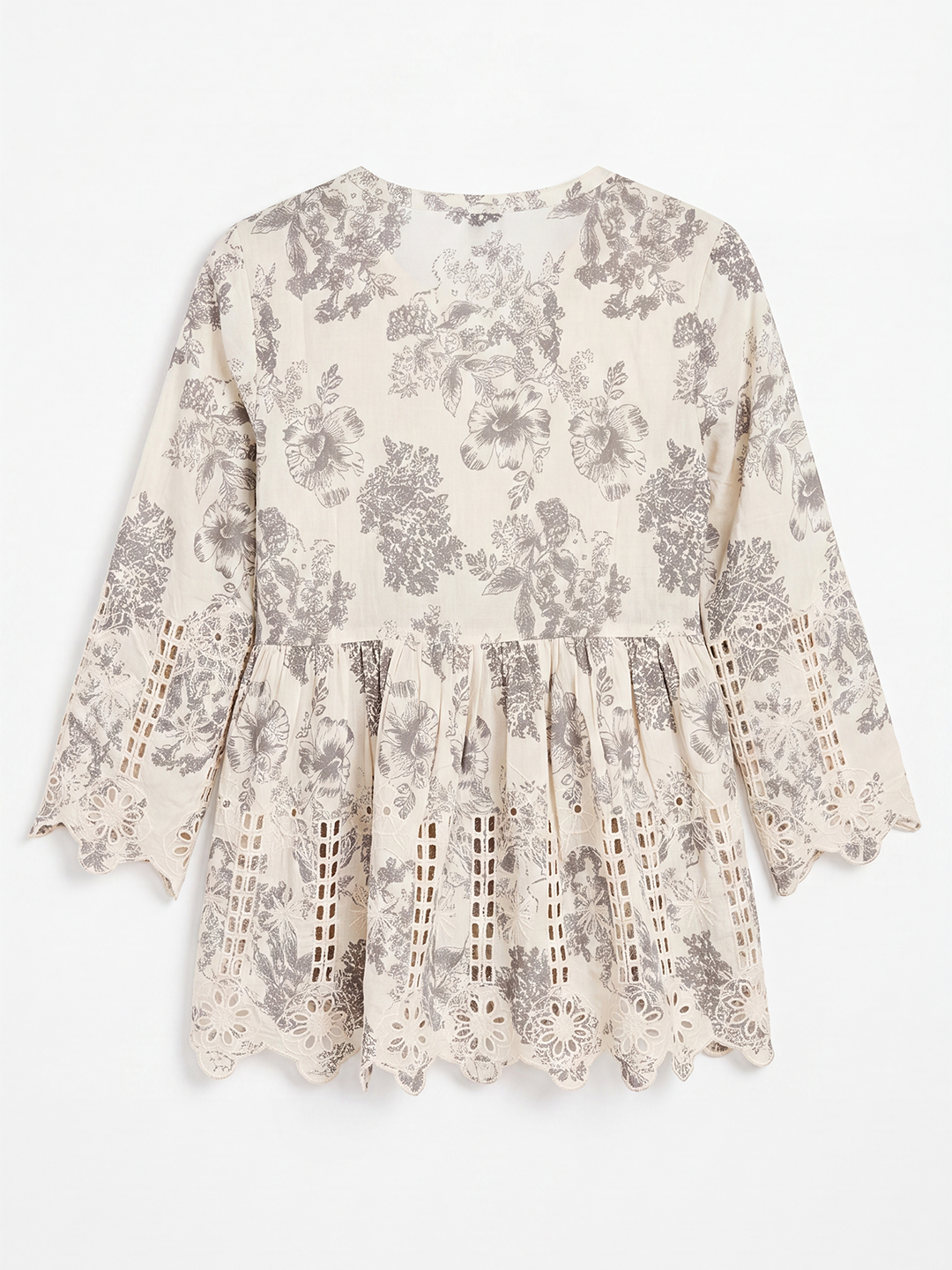 Printed Front-Tie Blouse