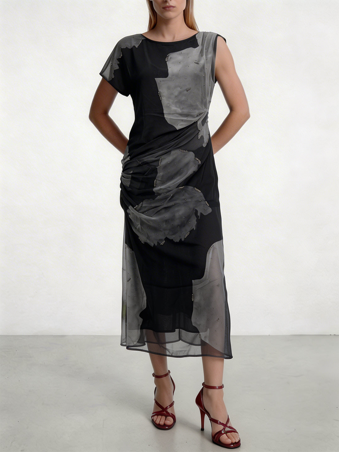 Smoke & Shadow Draped Midi