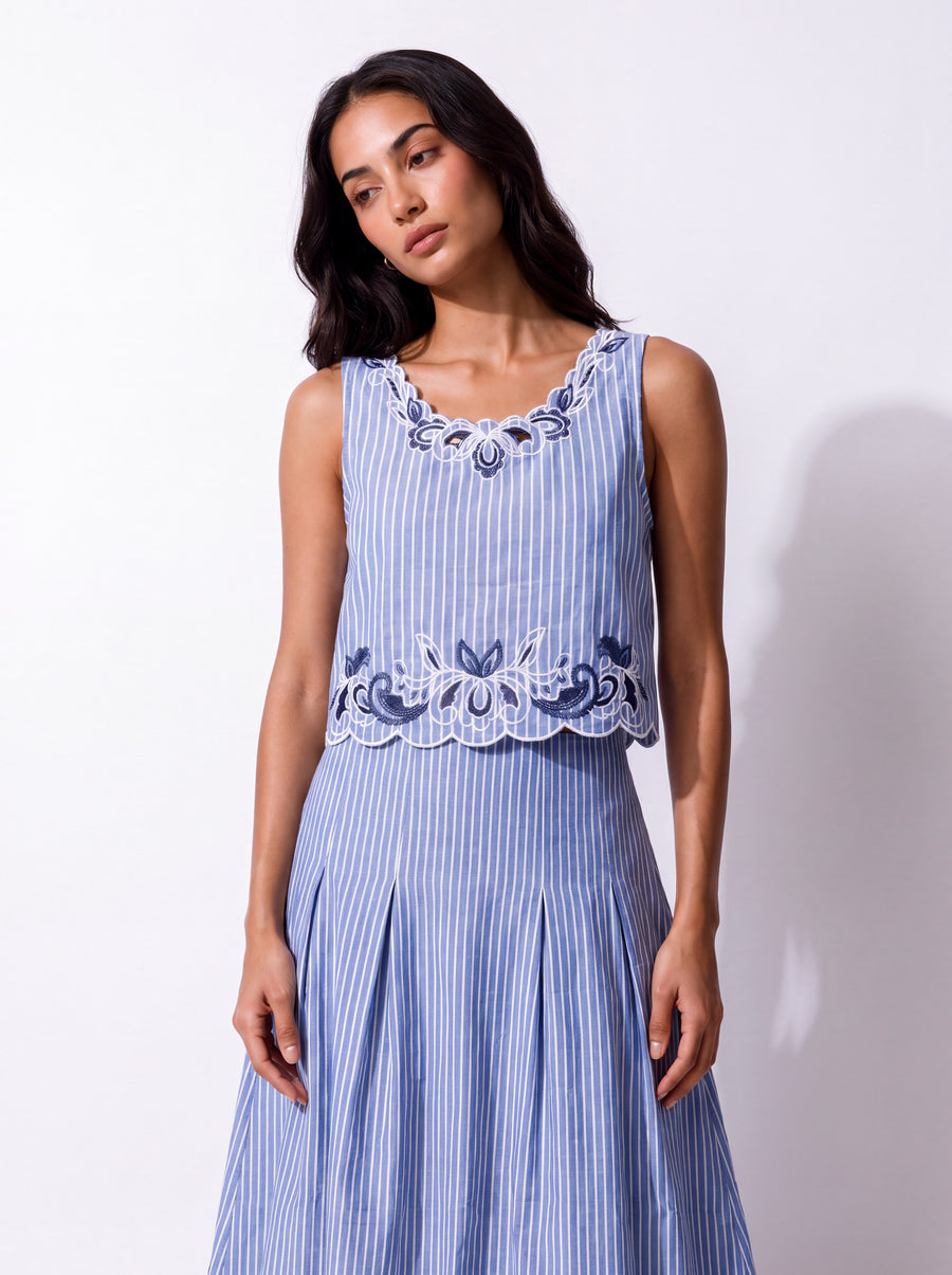 Embroidered Stripe Top