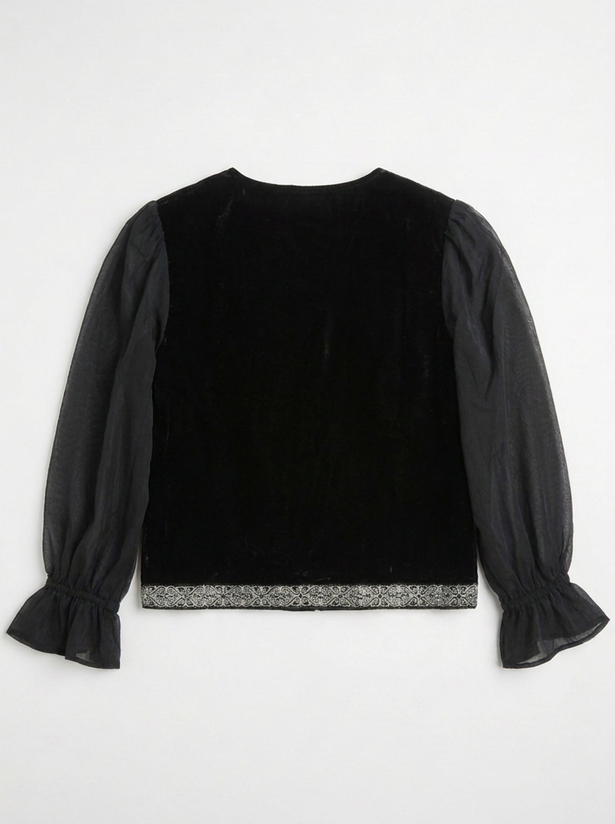 Embroidered Velvet Blouse