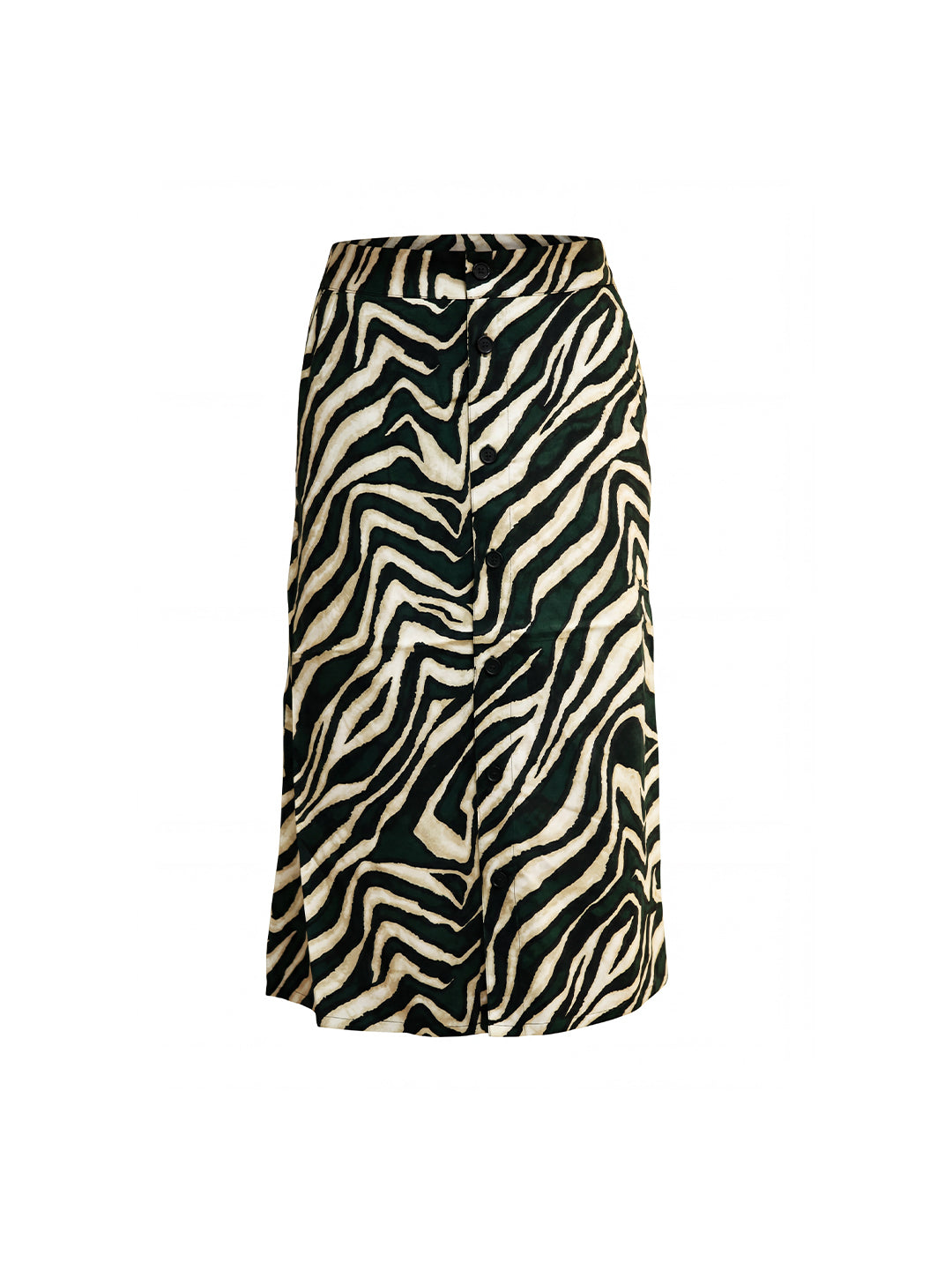 Button-Front Zebra Print Skirt