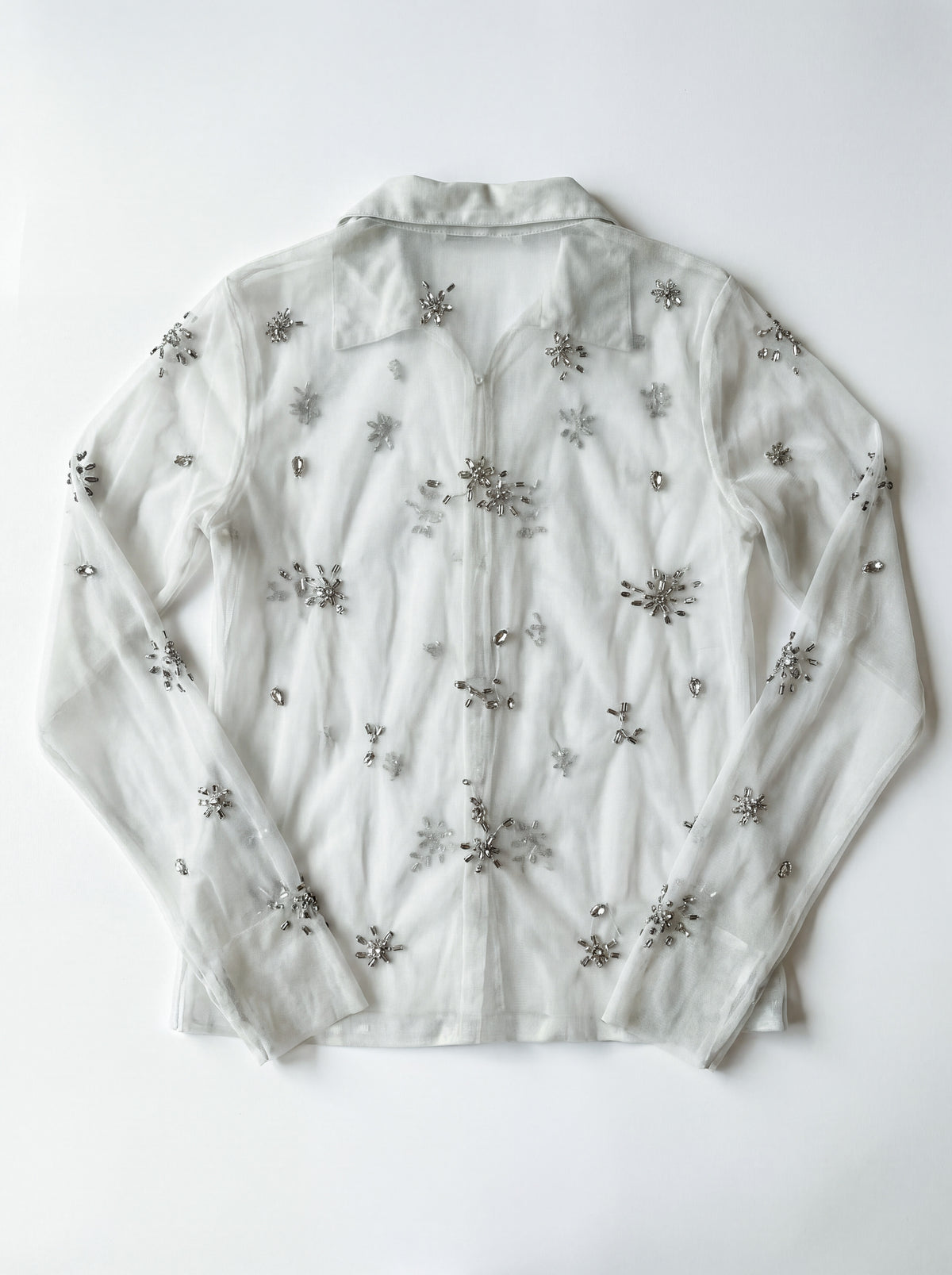 Night-Sky Embellished Mesh Shirt