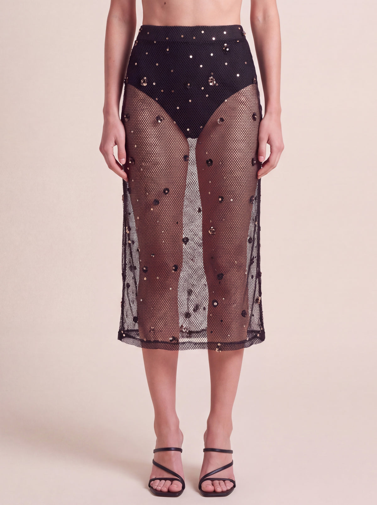 Noir Sequin Mesh Skirt
