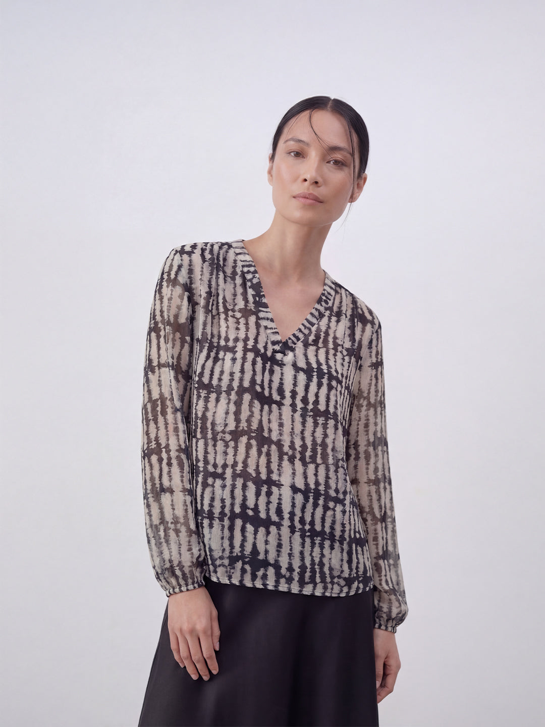 Abstract Shibori-Print Blouse