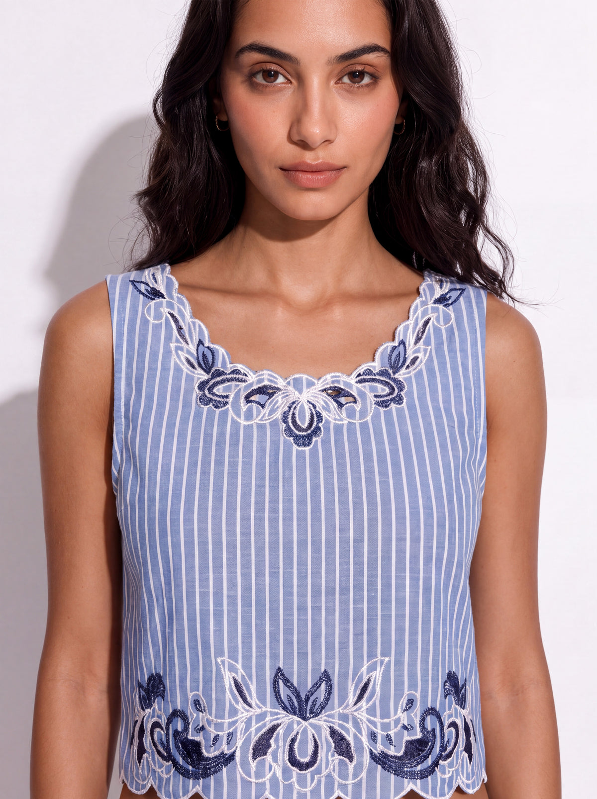 Embroidered Stripe Top