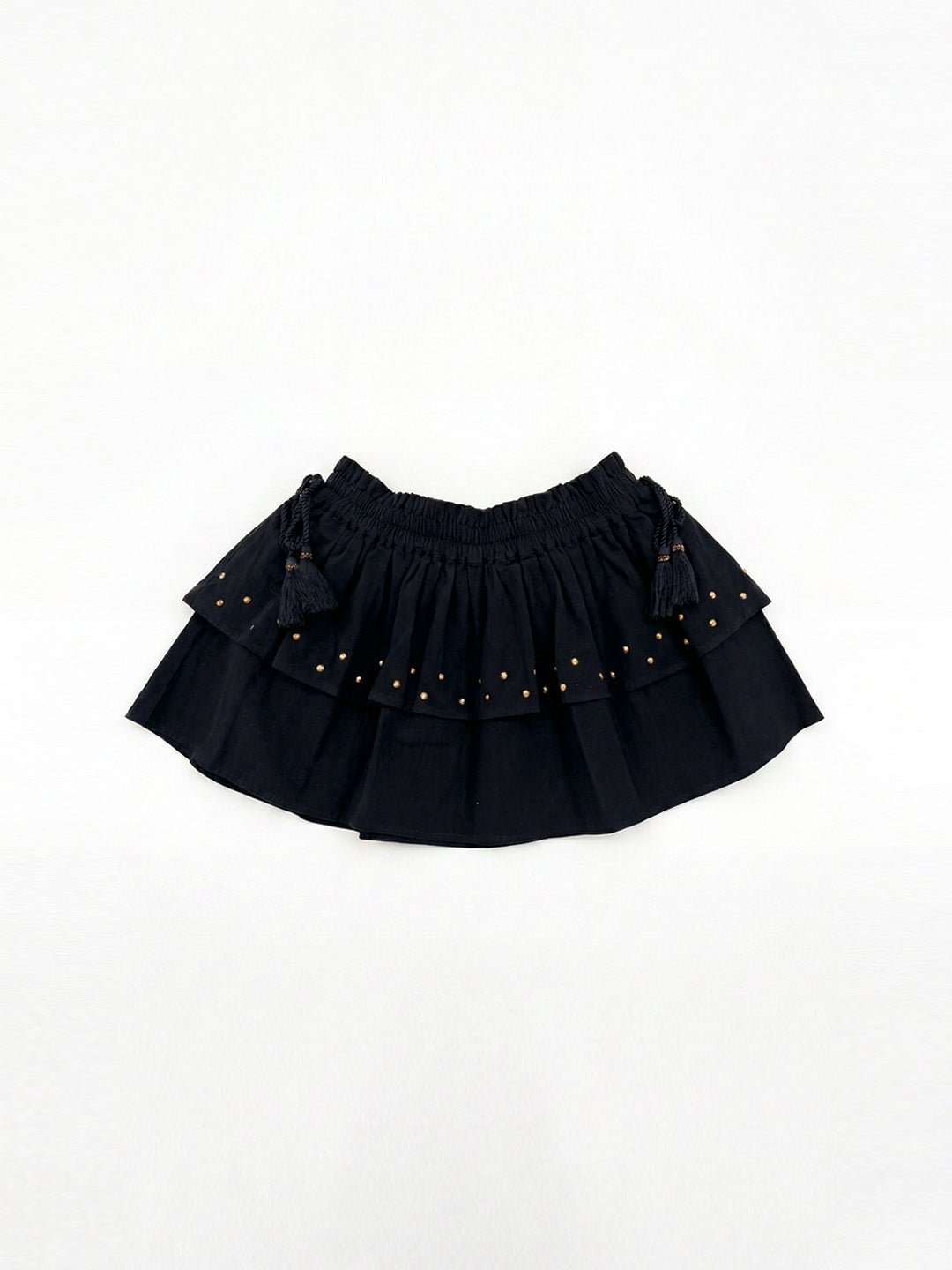 Noir Studded Tiered Skirt