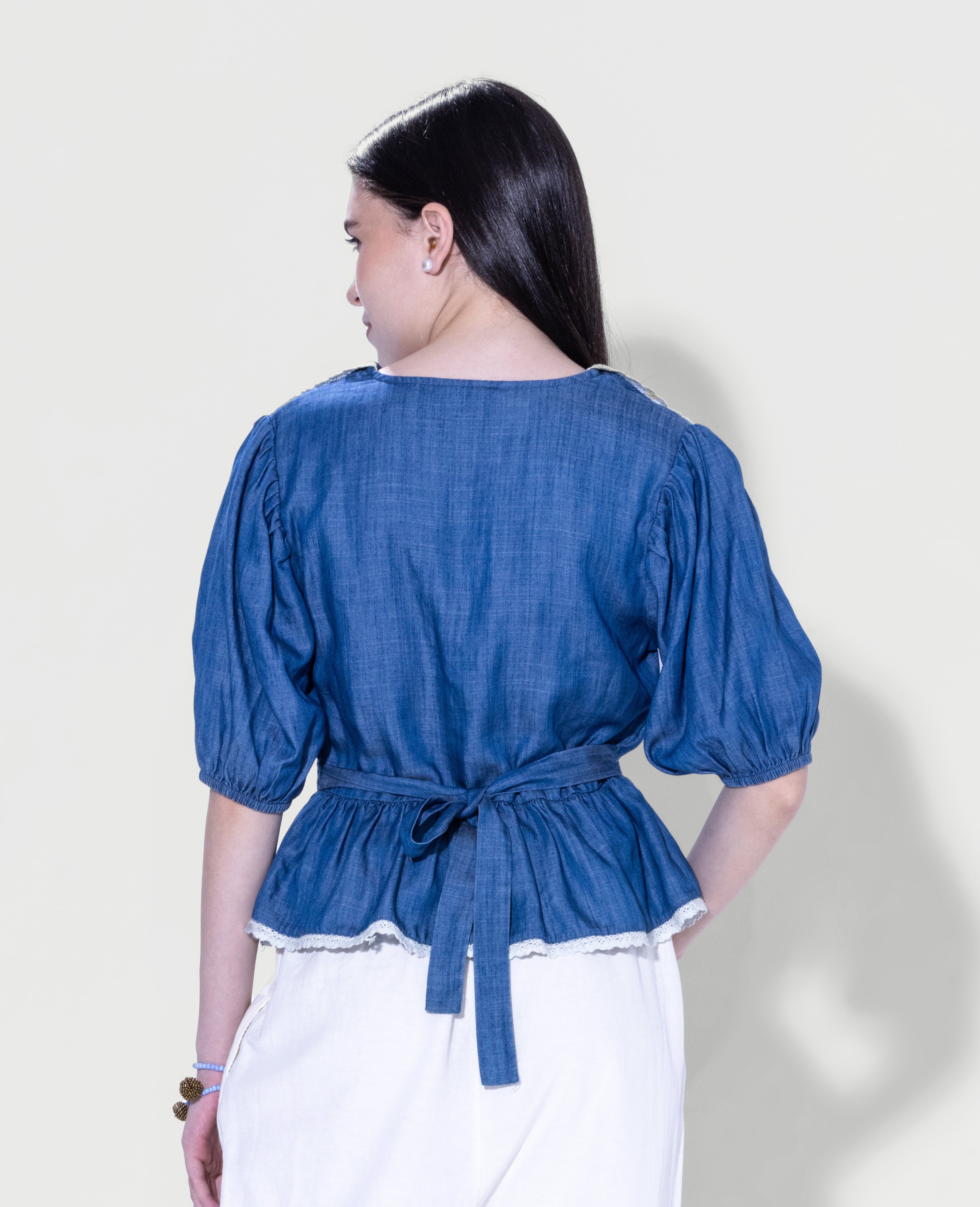 Denim Peplum Blouse