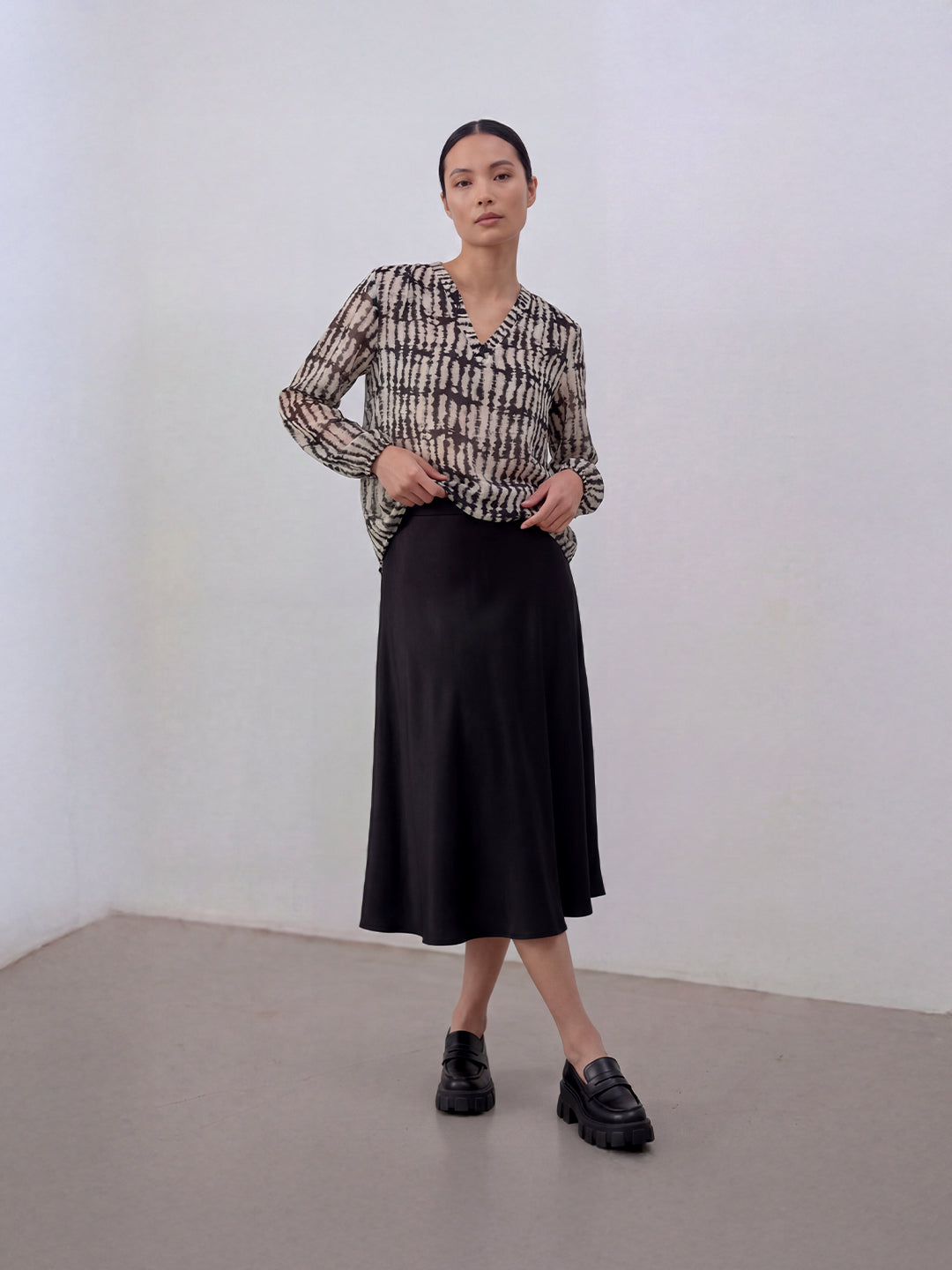 Sleek Black Flared Skirt