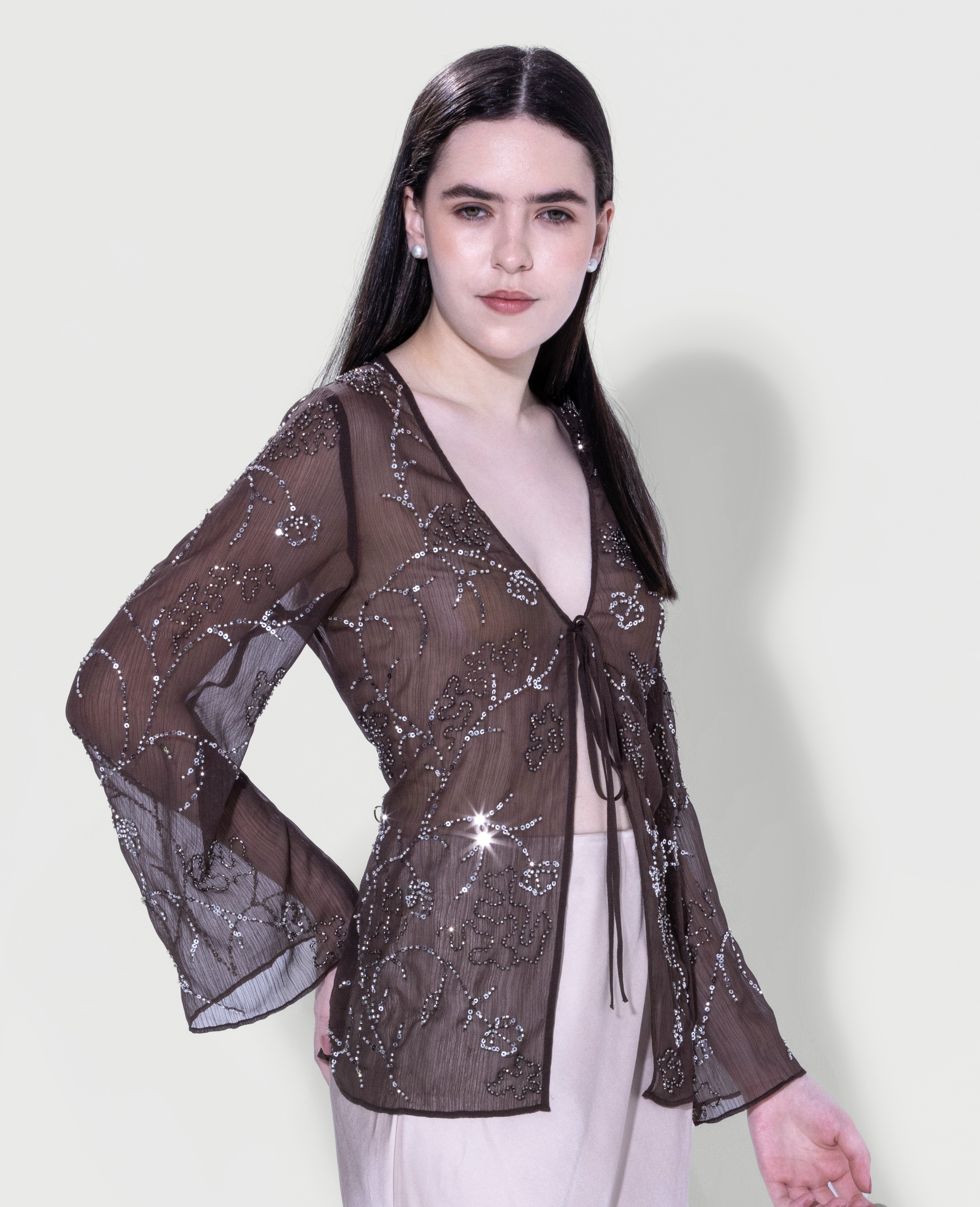 Embellished Sheer Top