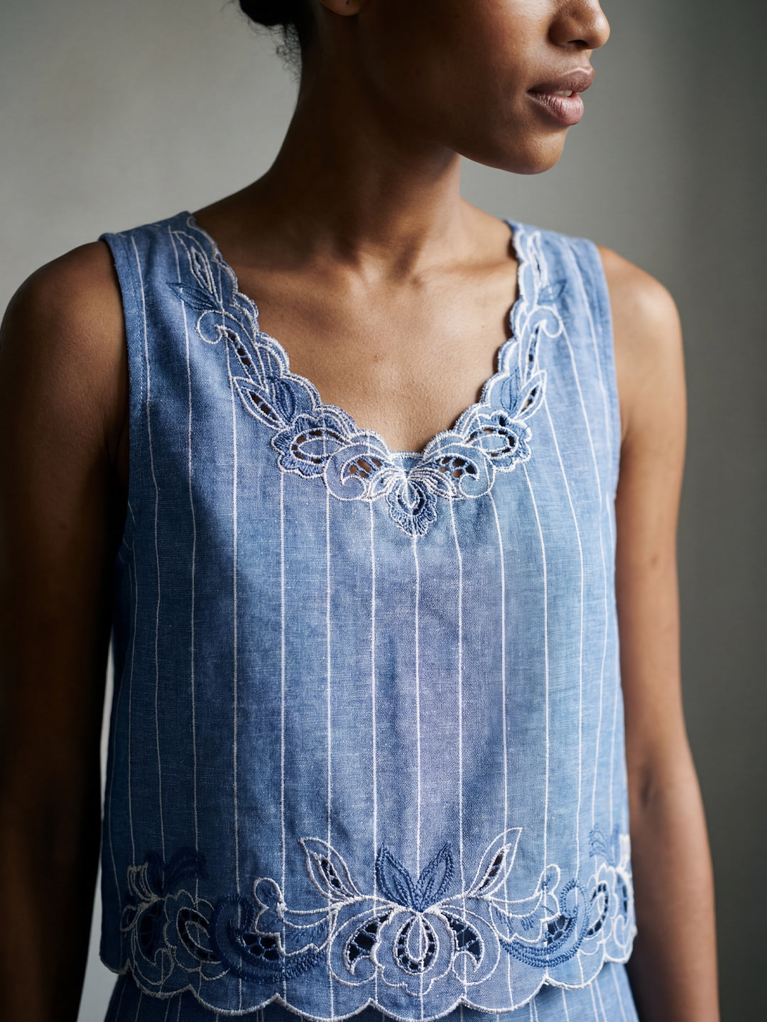Embroidered Hem Top