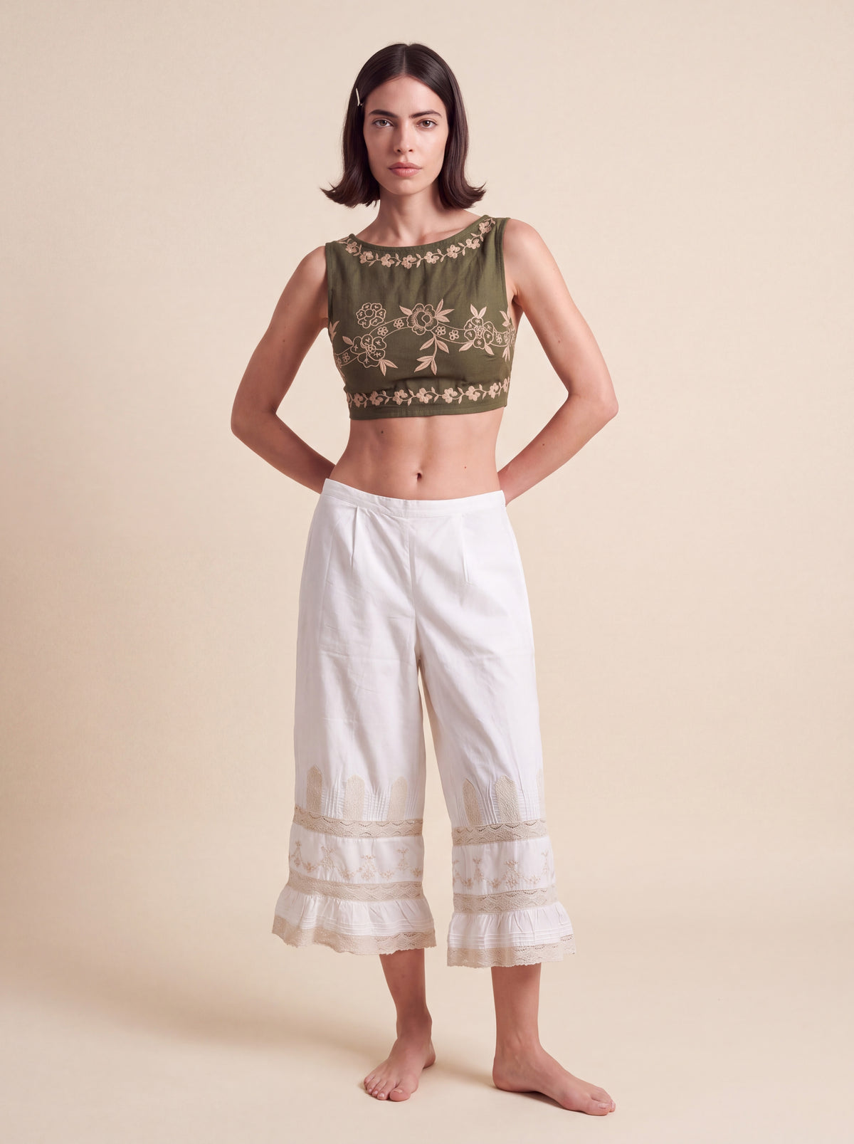 Botanical Embroidered Crop Top