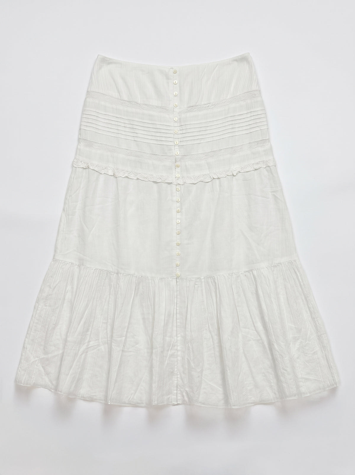 Lace-Trim Button-Front Skirt