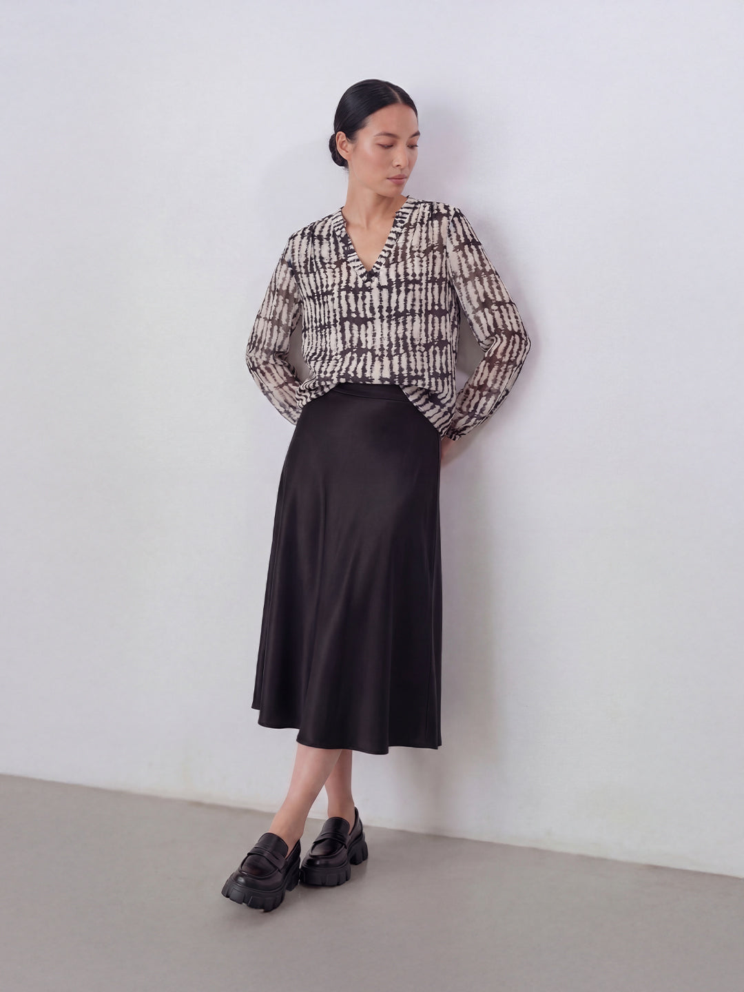 Sleek Black Flared Skirt