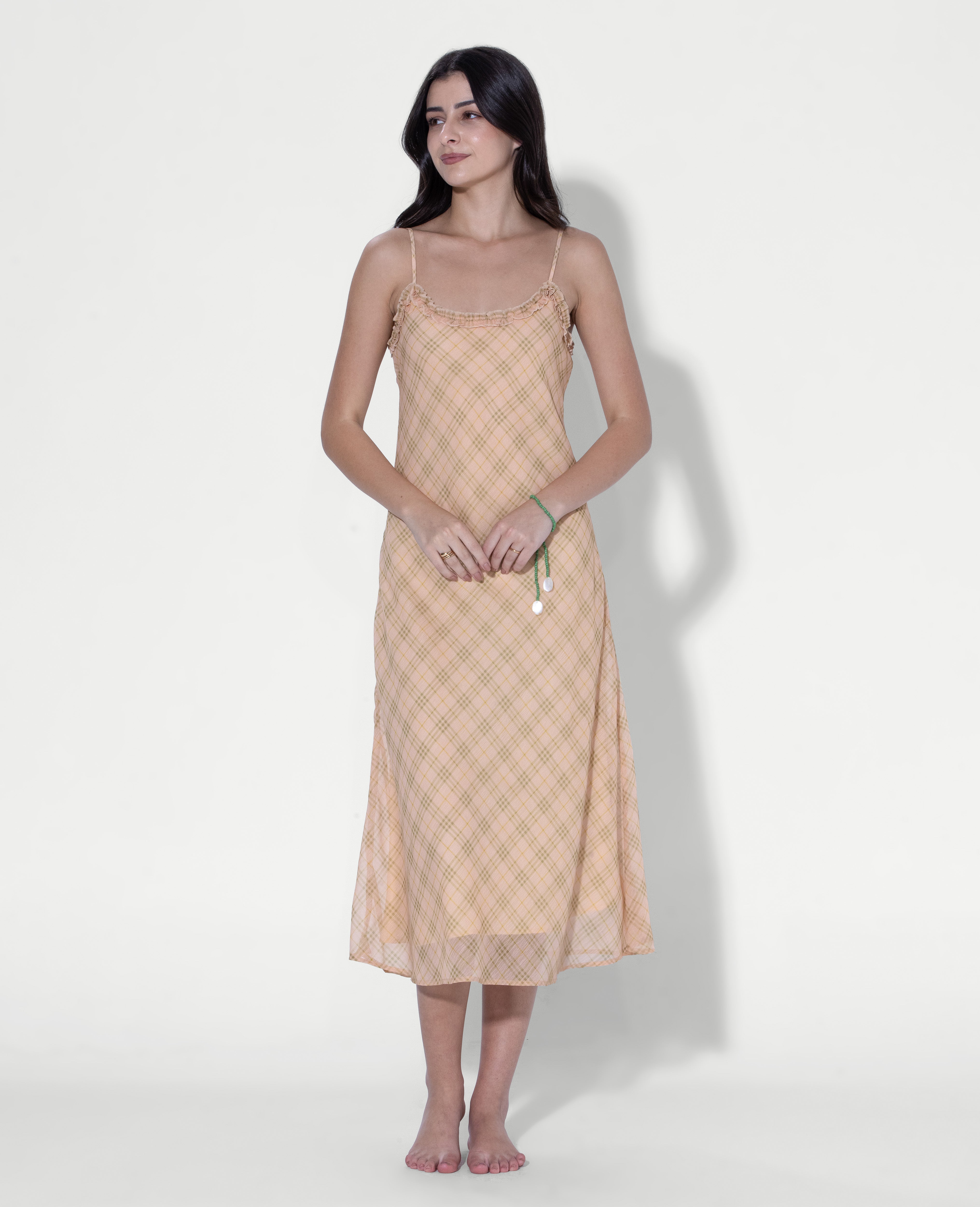 Checked Slip Midi Dress