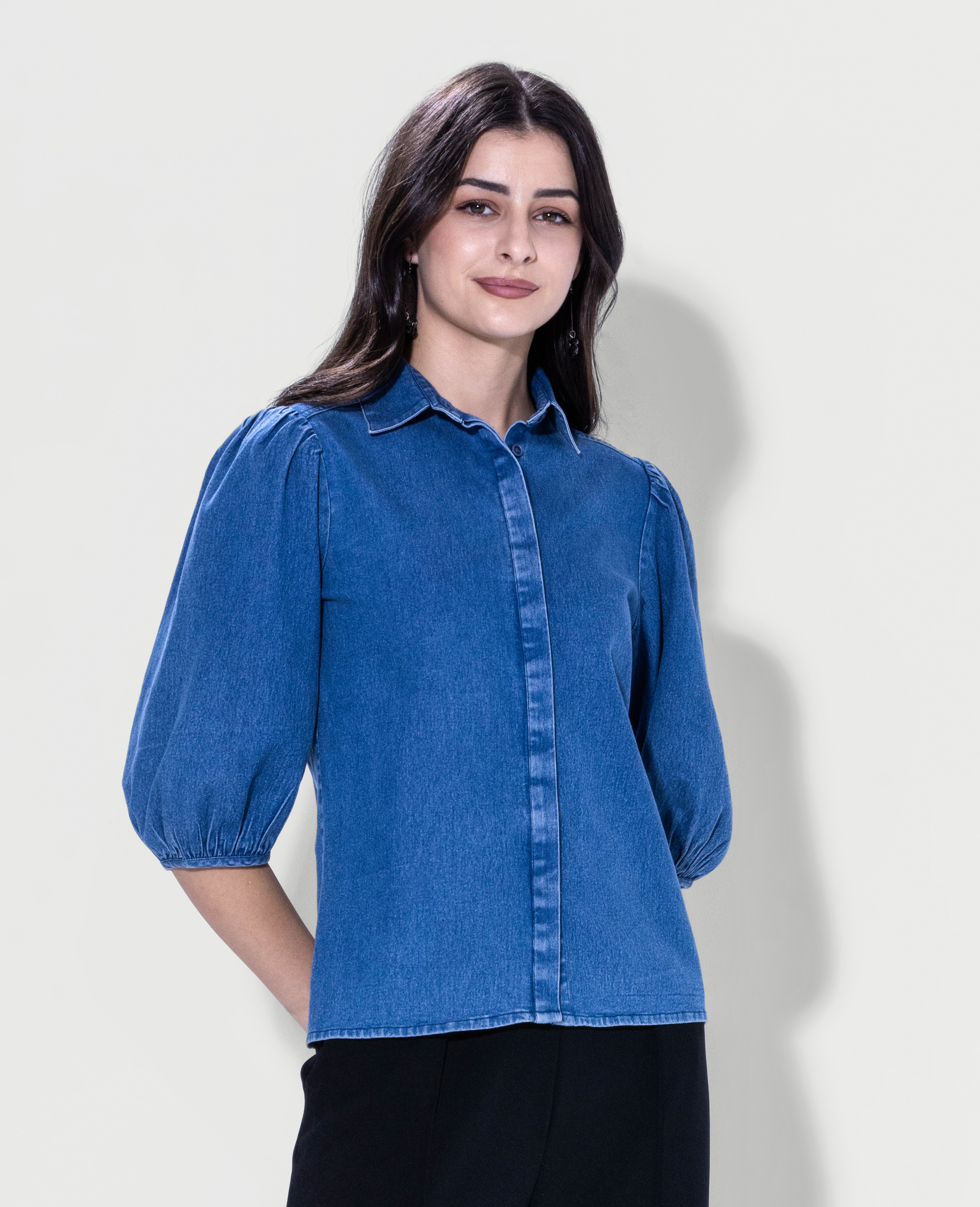 Minimal Puff Denim Shirt
