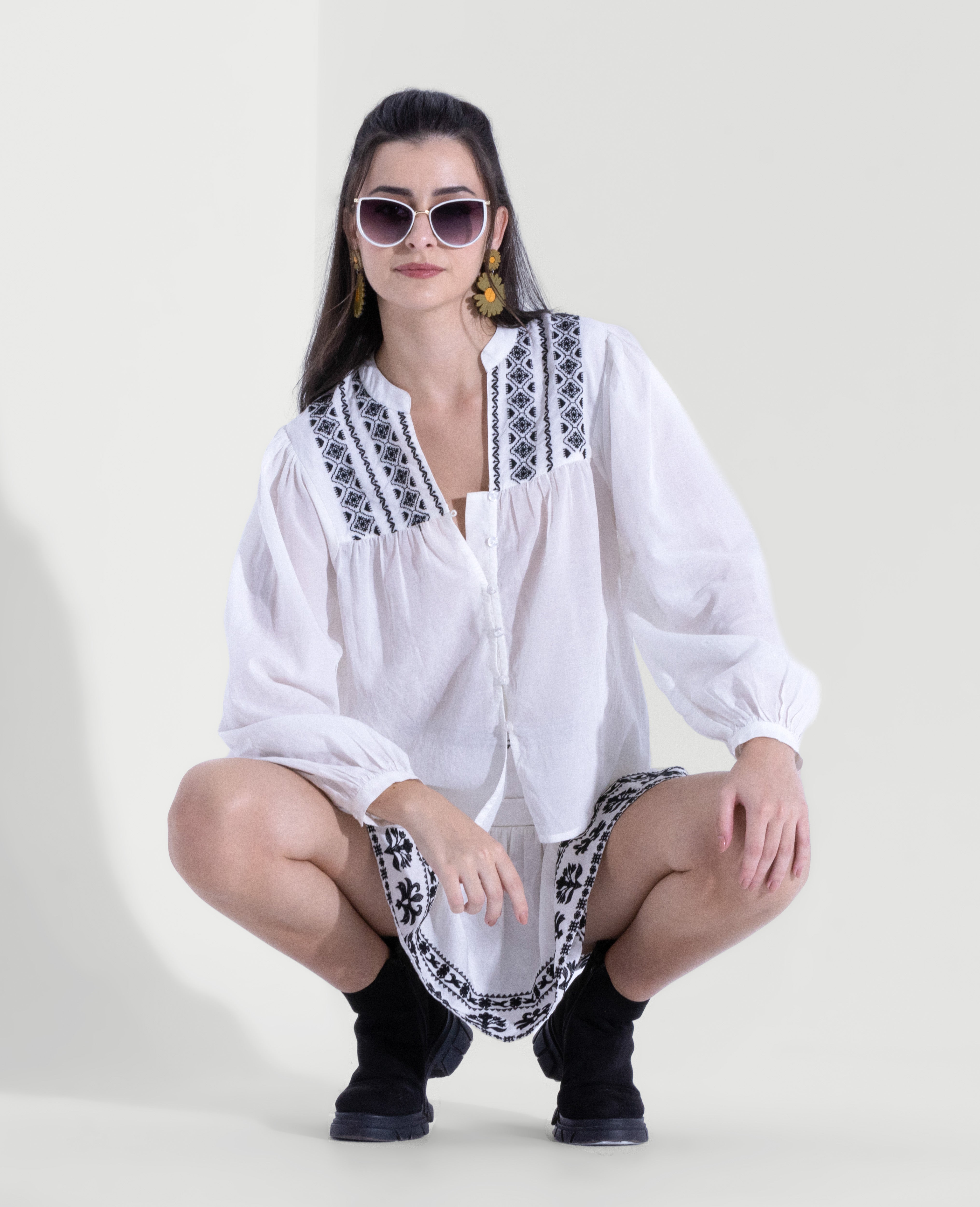 White Embroidered Shirt