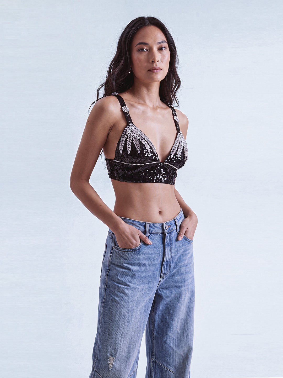 Crystal Bloom Embellished Bralette