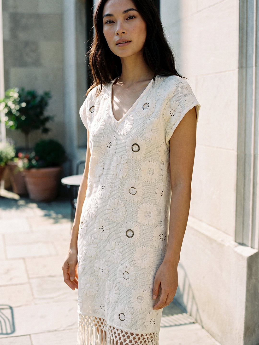 Daisy Fringe Crochet Dress