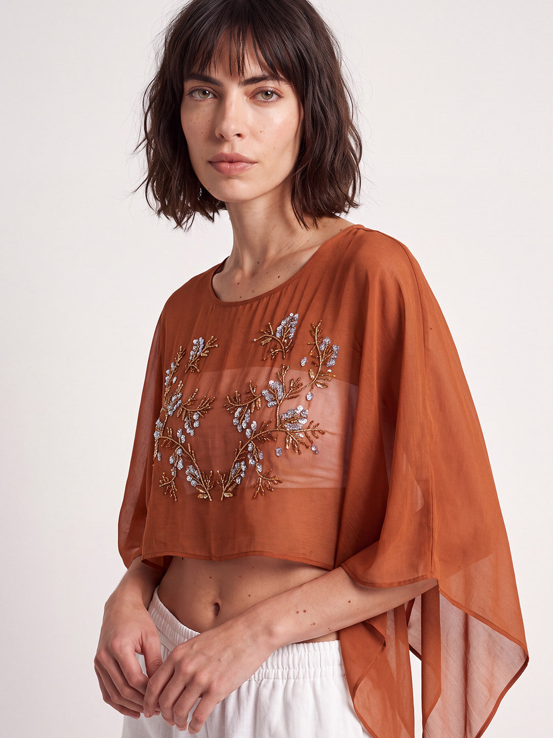 Embroidered Cape Top