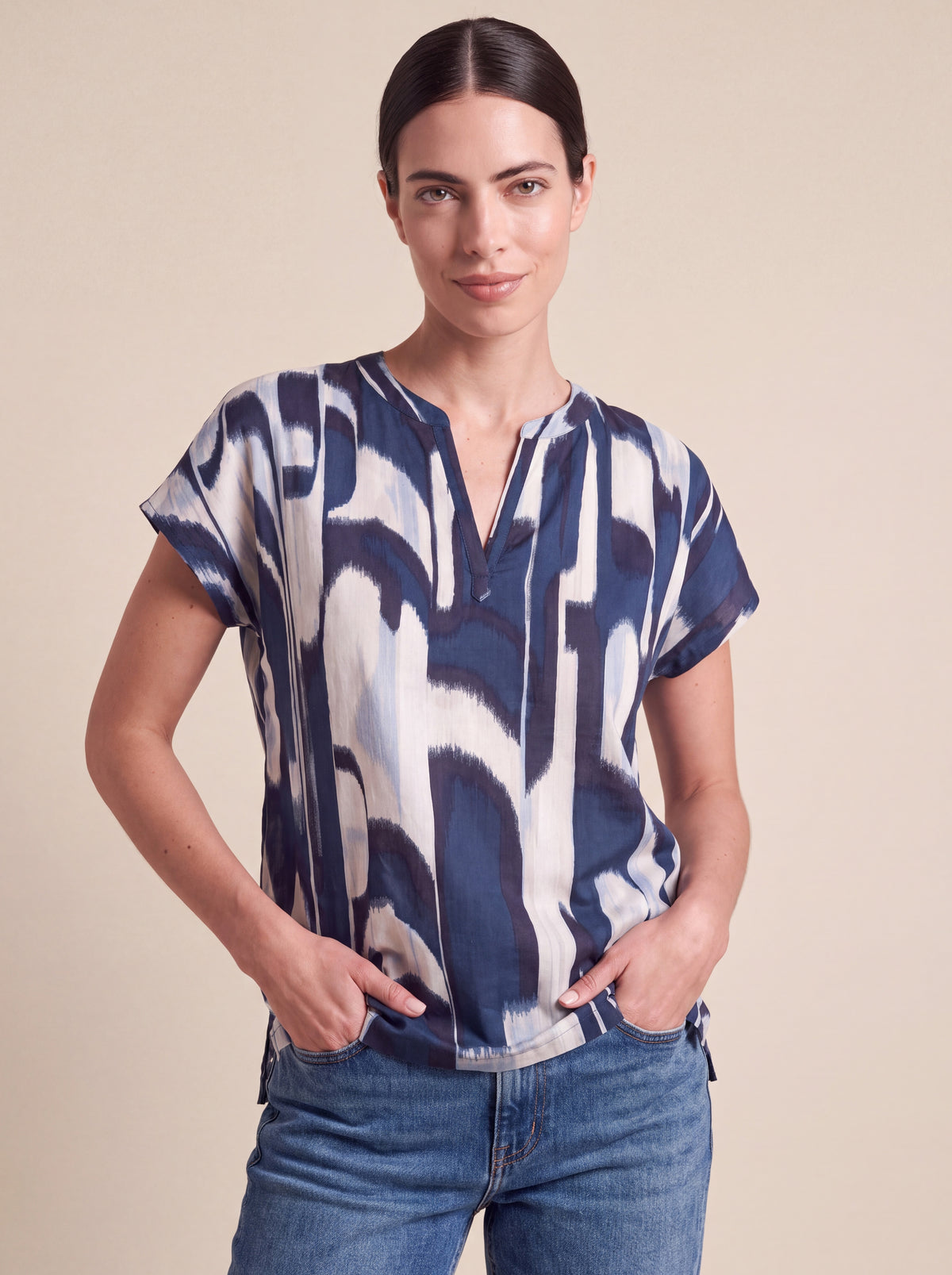 Indigo Abstract Henley