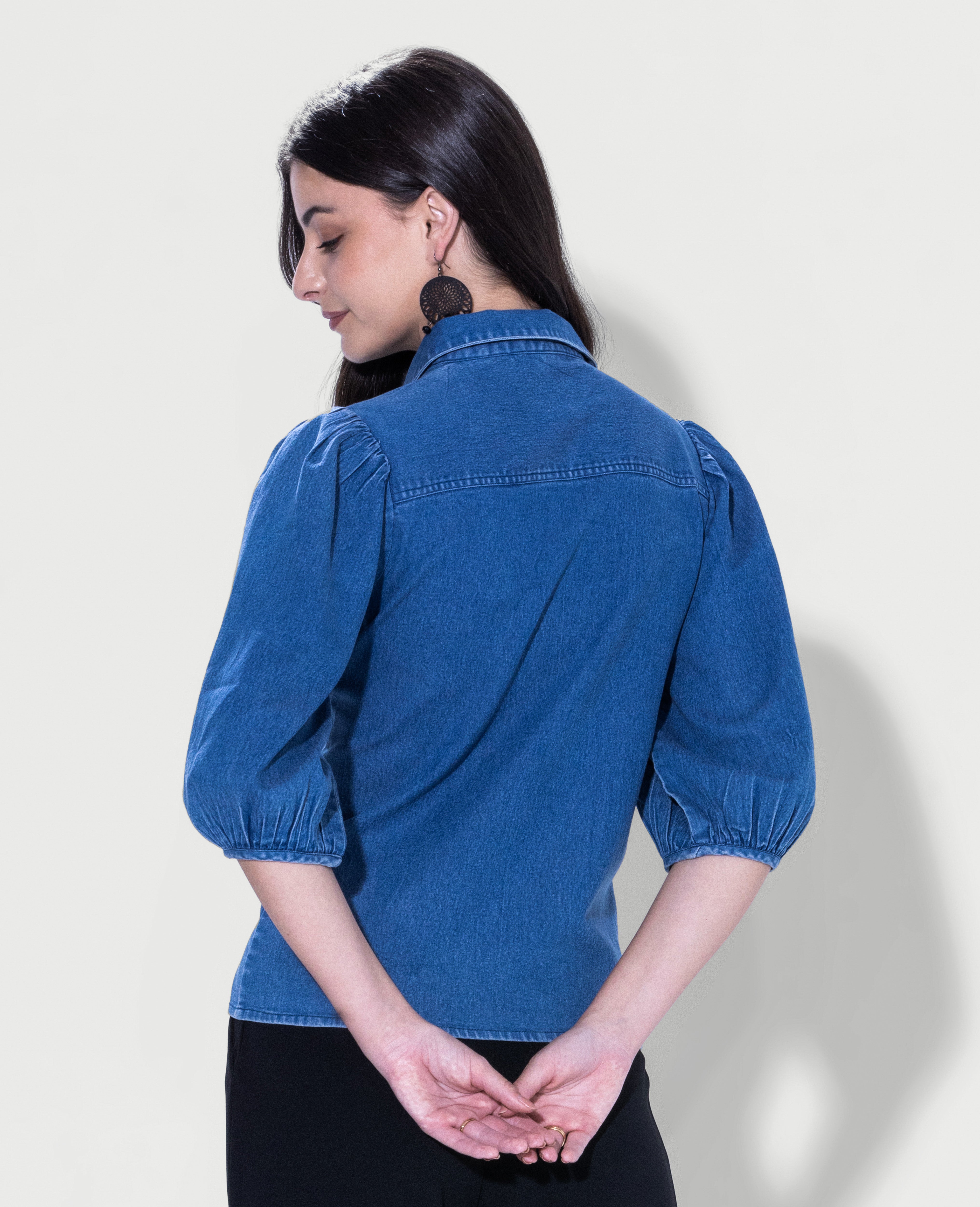 Minimal Puff Denim Shirt