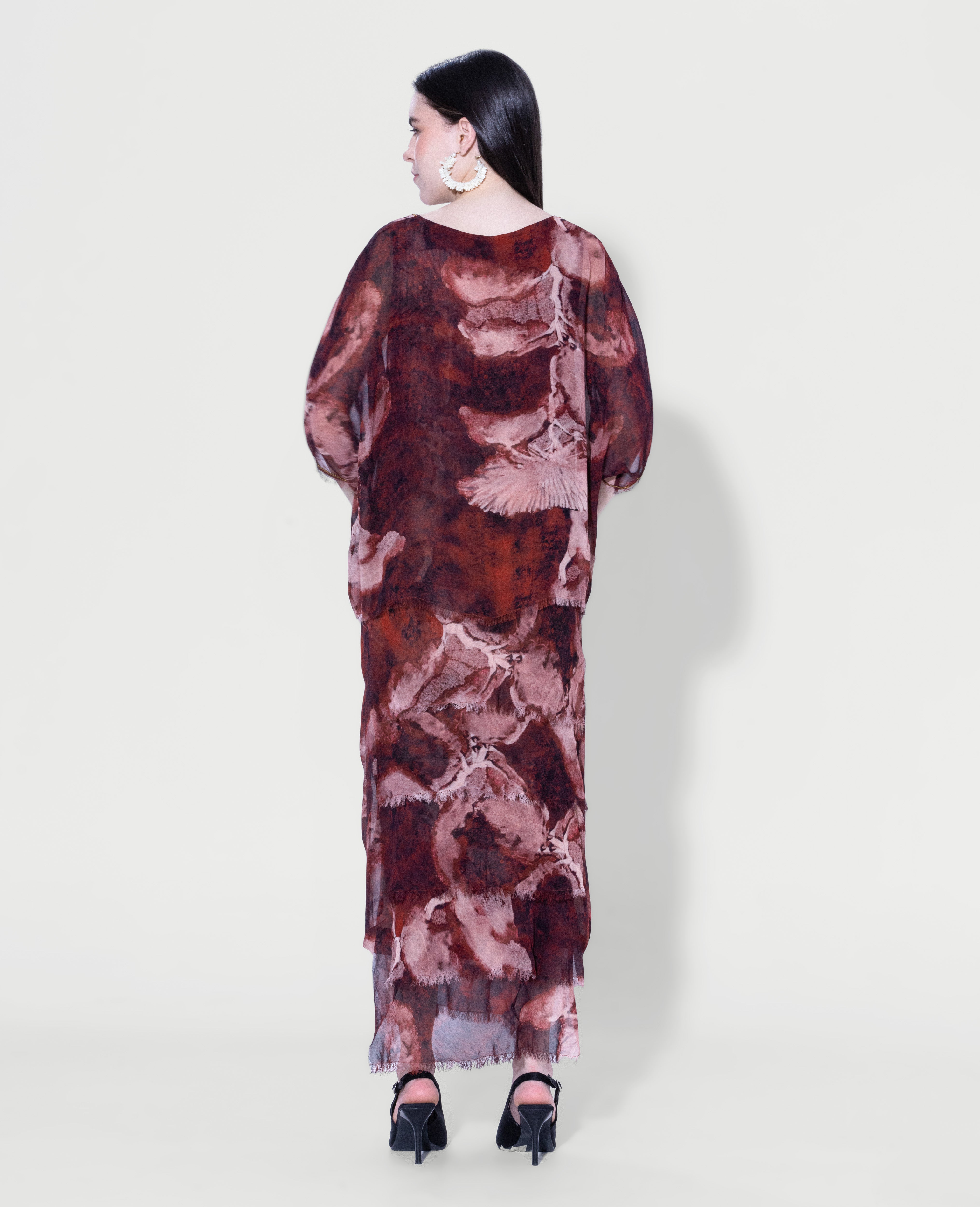 Textured Print Midi Dress