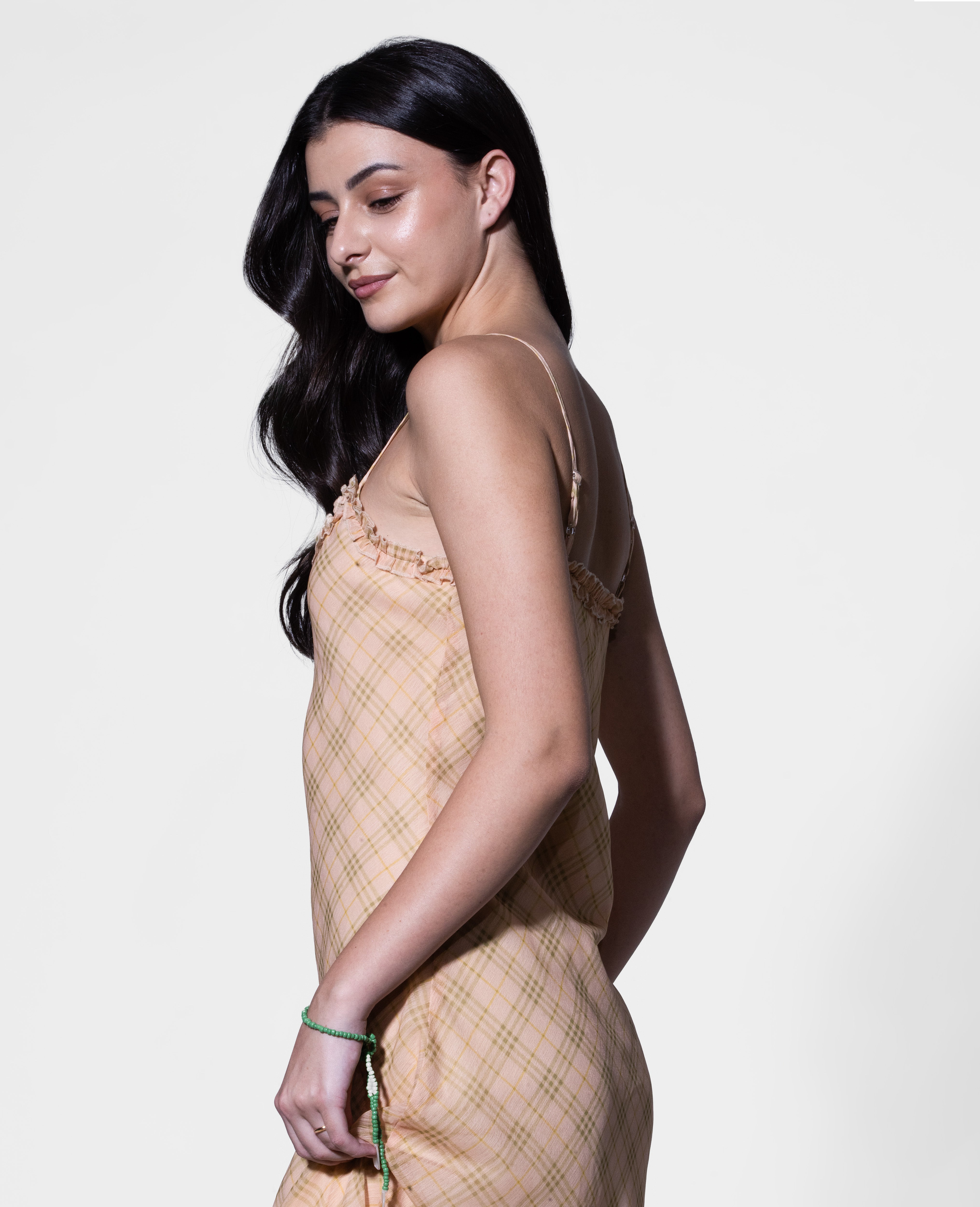 Checked Slip Midi Dress