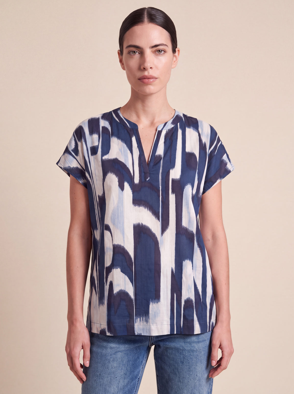 Indigo Abstract Henley