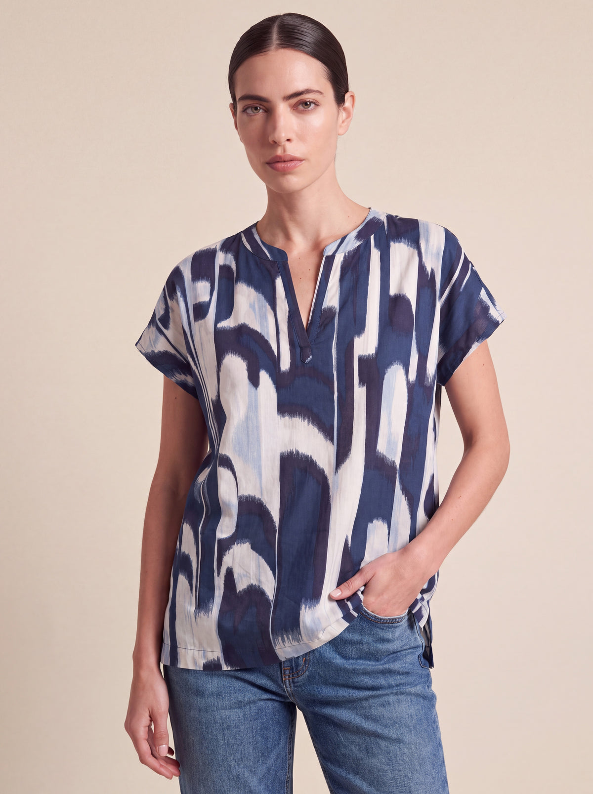 Indigo Abstract Henley