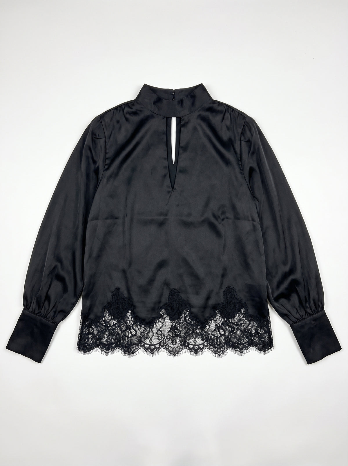 Tie-detailed lace trimmed top