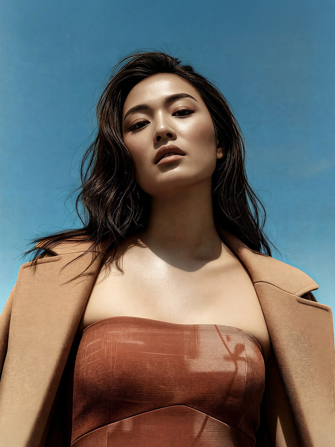 Strapless printed maxi dress